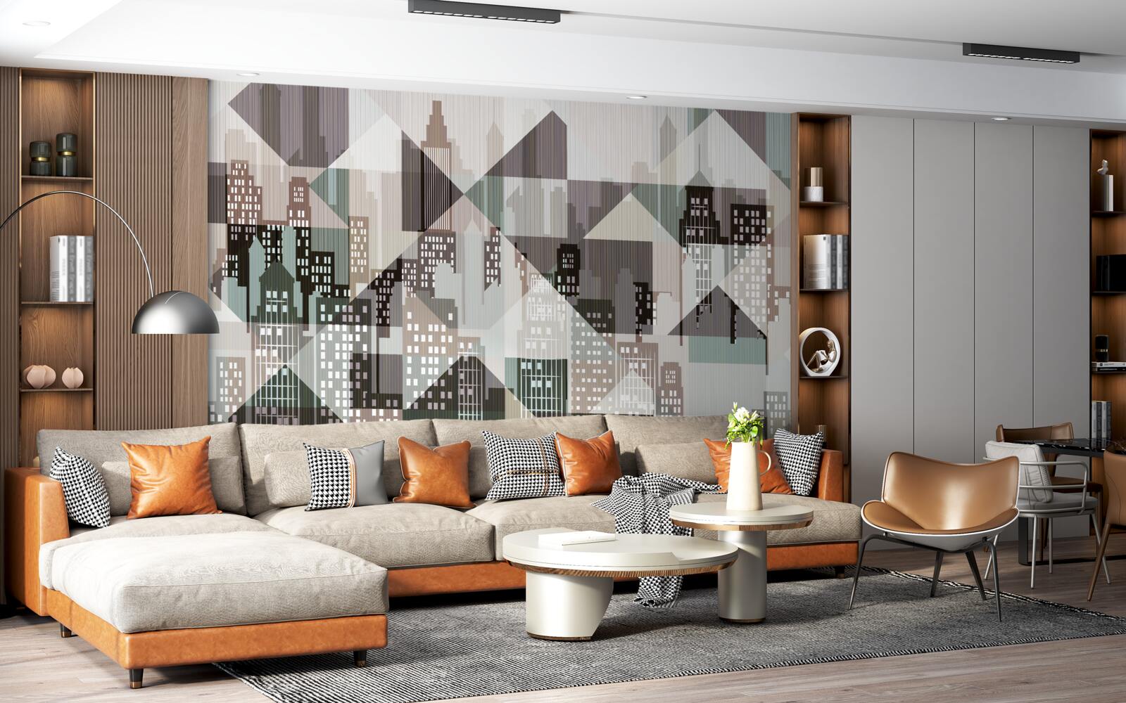 Papier peint maisons de style abstrait