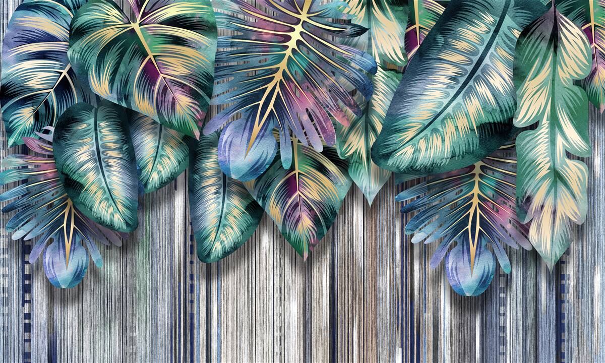 Papier peint des feuilles tropicales aux couleurs vives sont retournées