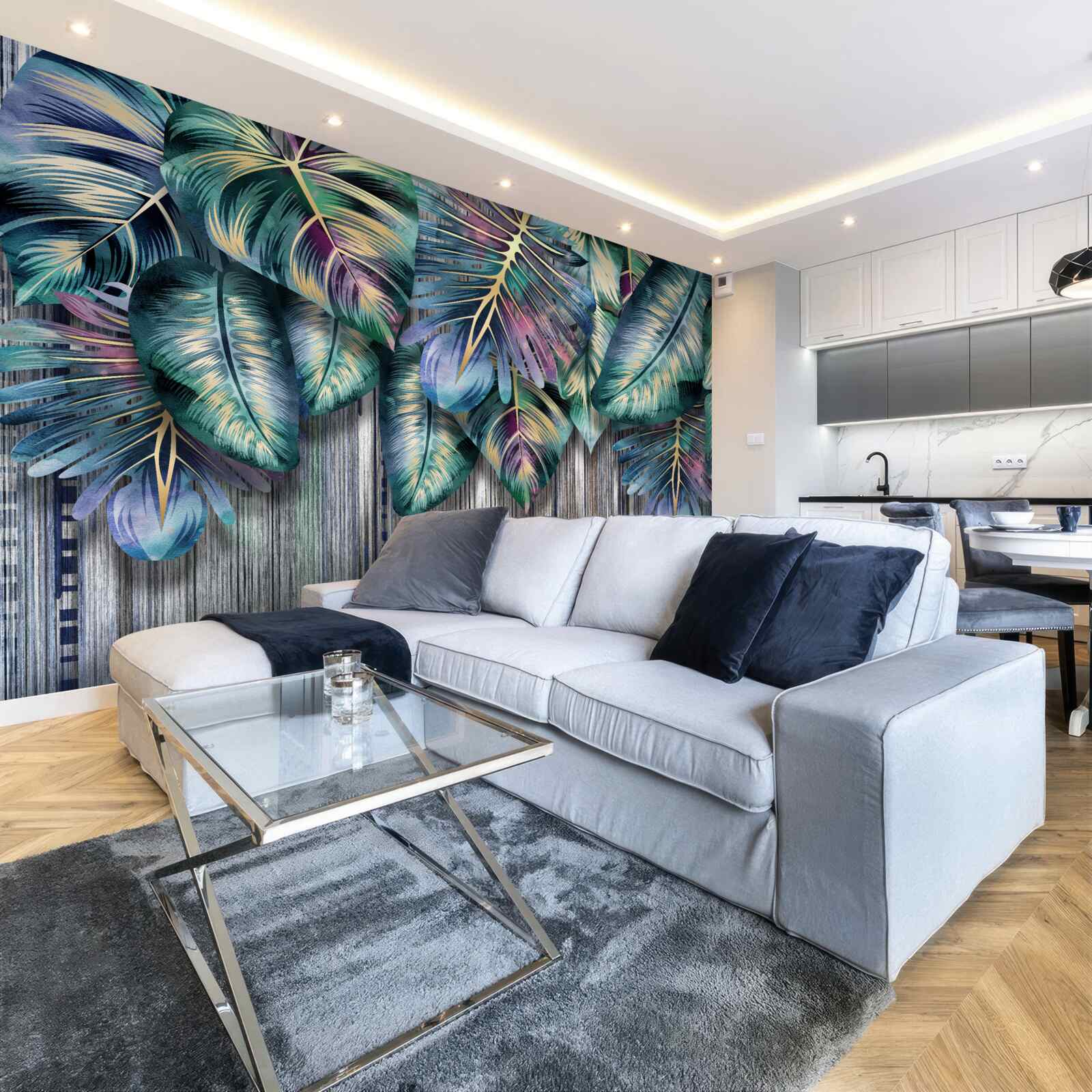 Papier peint des feuilles tropicales aux couleurs vives sont retournées