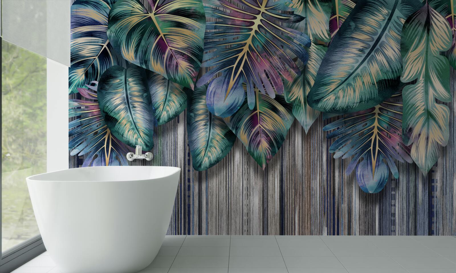 Papier peint des feuilles tropicales aux couleurs vives sont retournées