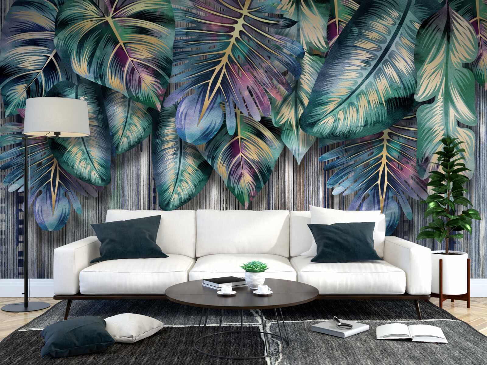 Papier peint des feuilles tropicales aux couleurs vives sont retournées