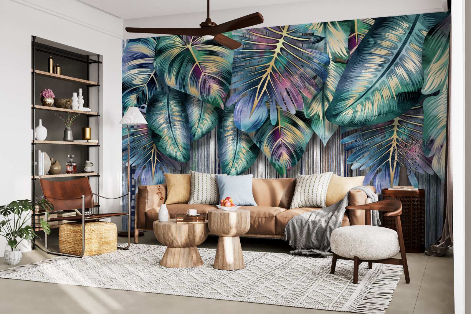 Papier peint des feuilles tropicales aux couleurs vives sont retournées