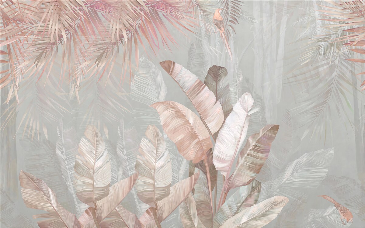 Papier peint la brume enveloppe les feuilles des tropiques d'une teinte brun clair