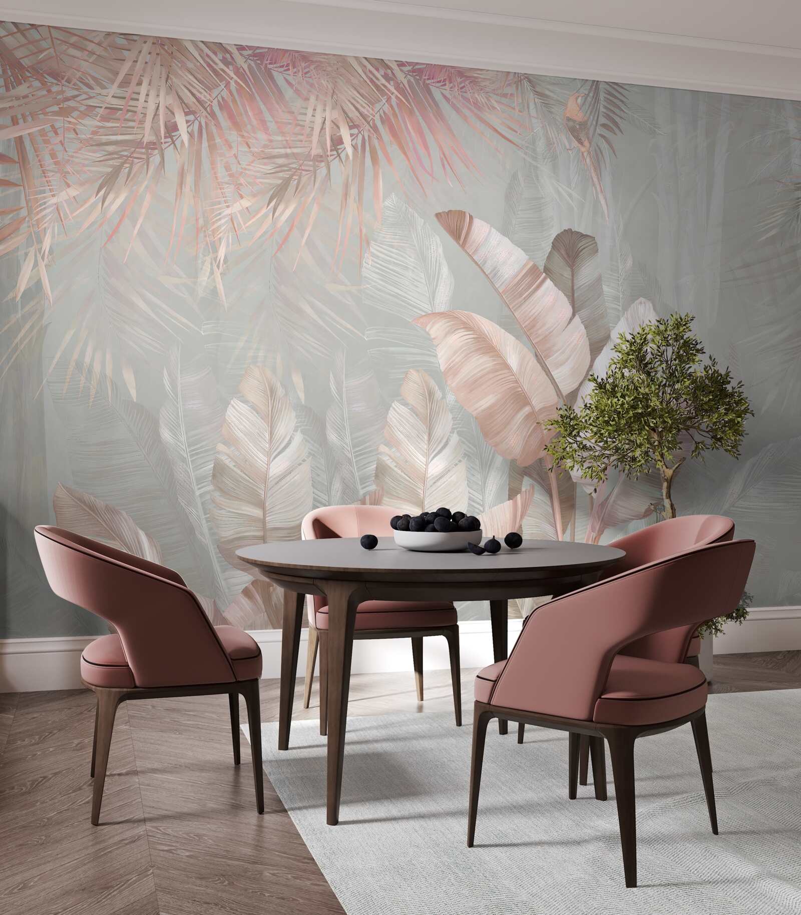 Papier peint la brume enveloppe les feuilles des tropiques d'une teinte brun clair