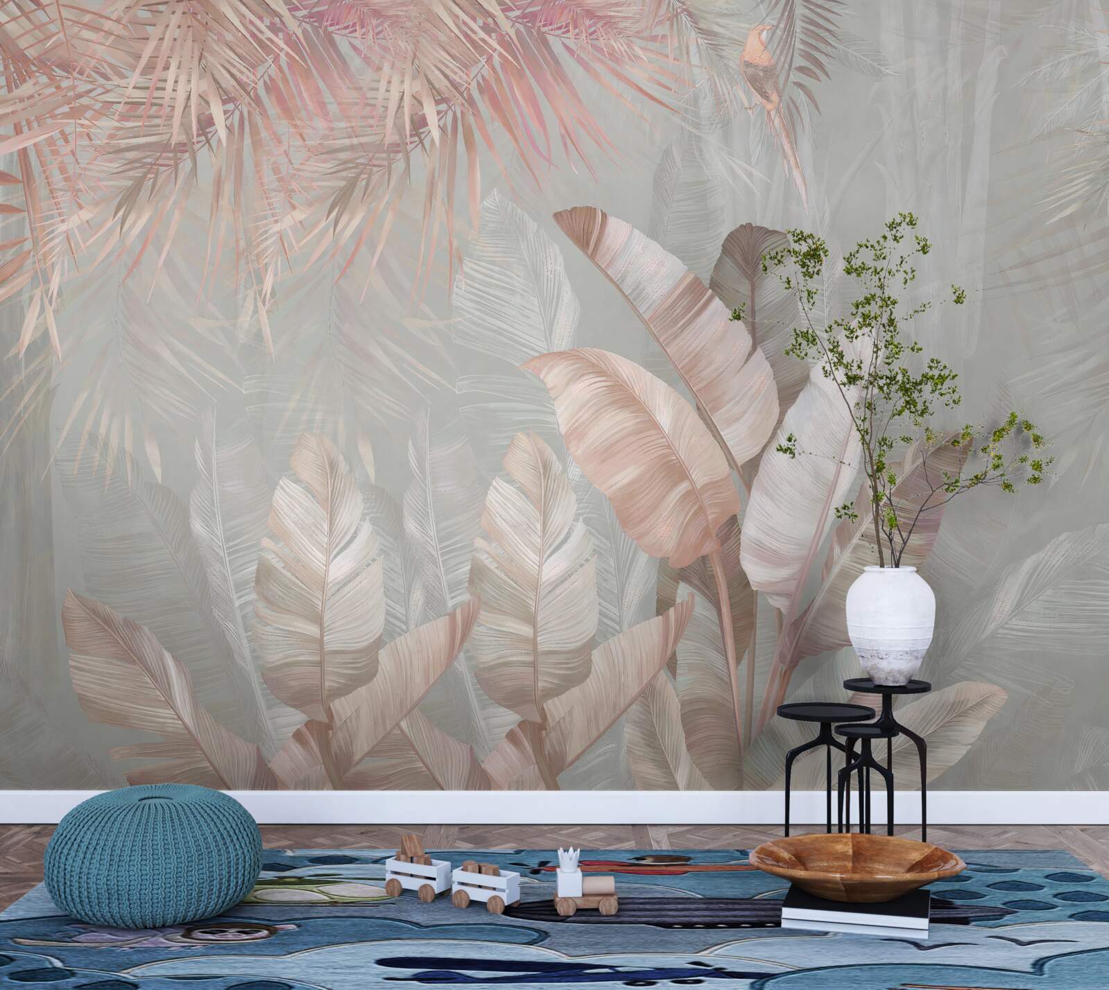 Papier peint la brume enveloppe les feuilles des tropiques d'une teinte brun clair