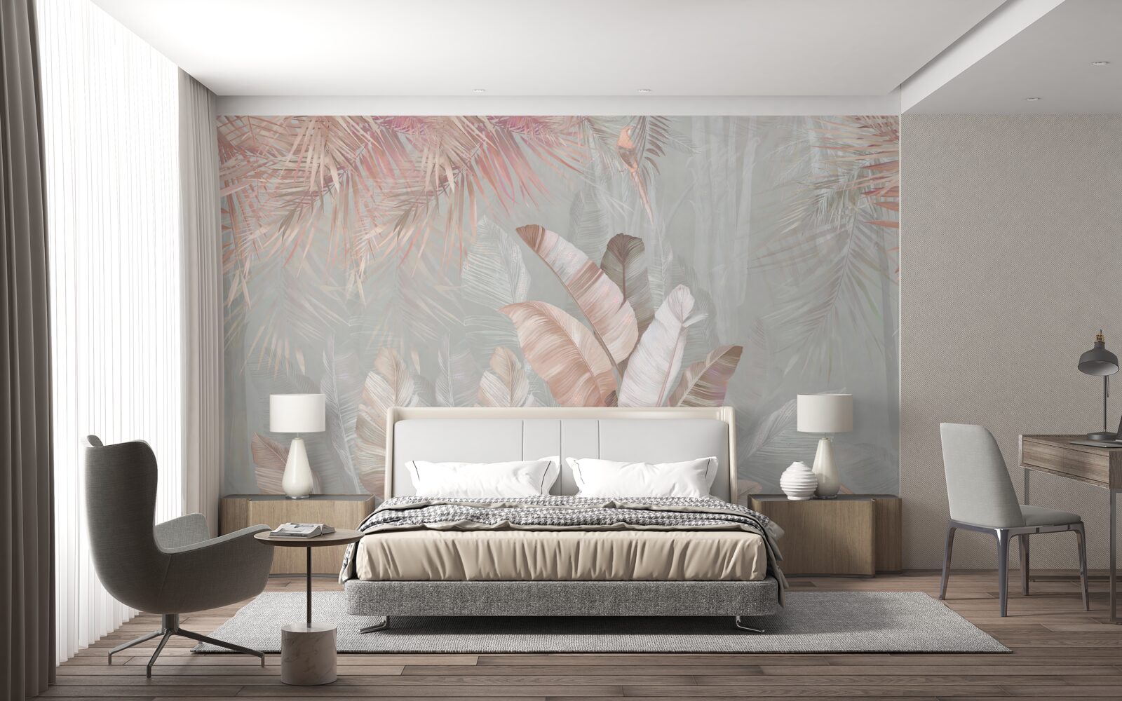 Papier peint la brume enveloppe les feuilles des tropiques d'une teinte brun clair