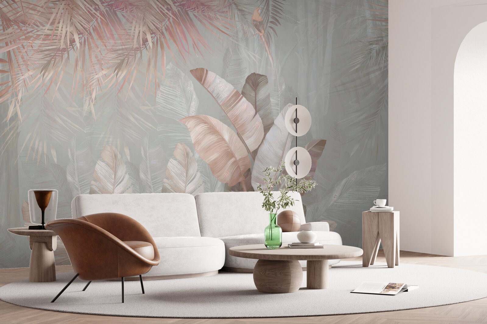 Papier peint la brume enveloppe les feuilles des tropiques d'une teinte brun clair