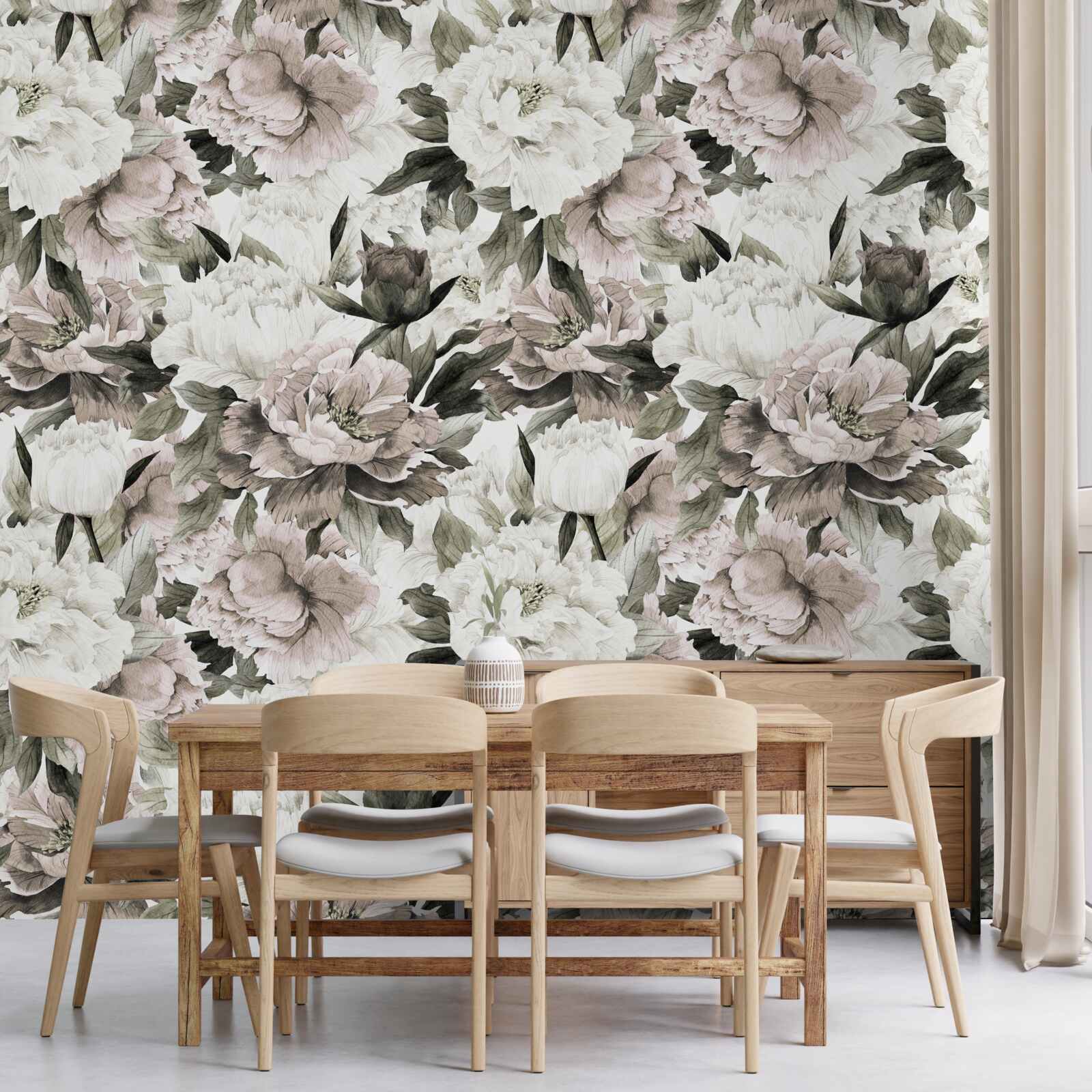 Papier peint boutons de lumière dans une composition florale