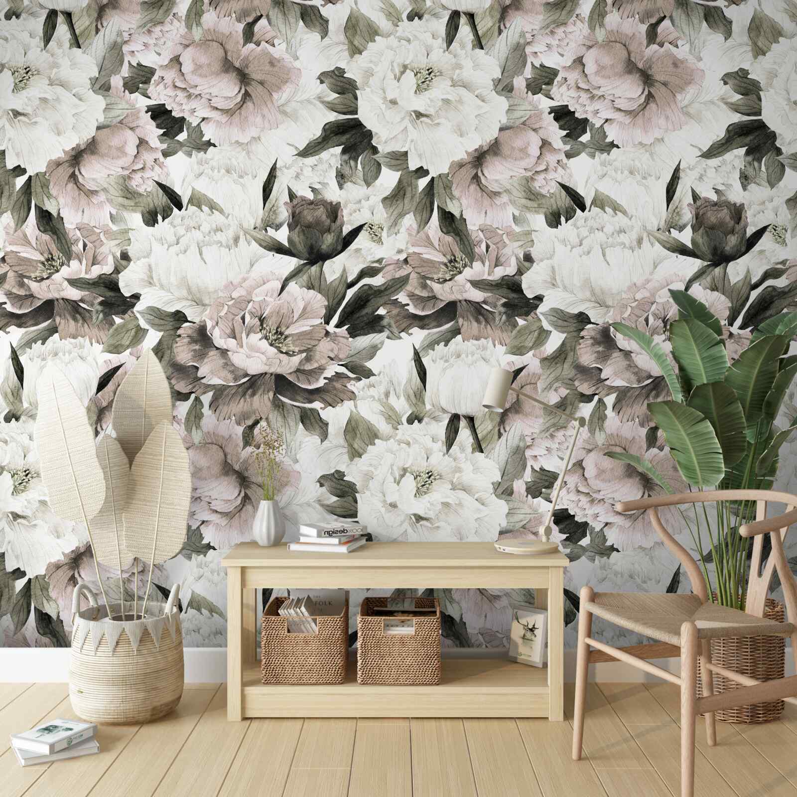 Papier peint boutons de lumière dans une composition florale