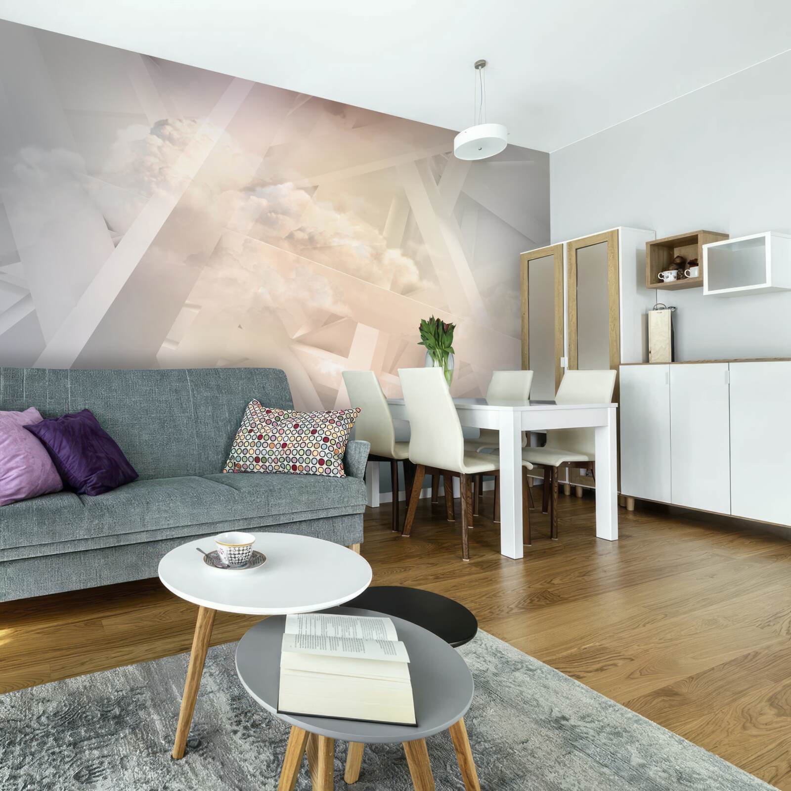 Papier peint formes lumineuses abstraites et nuages de lumière