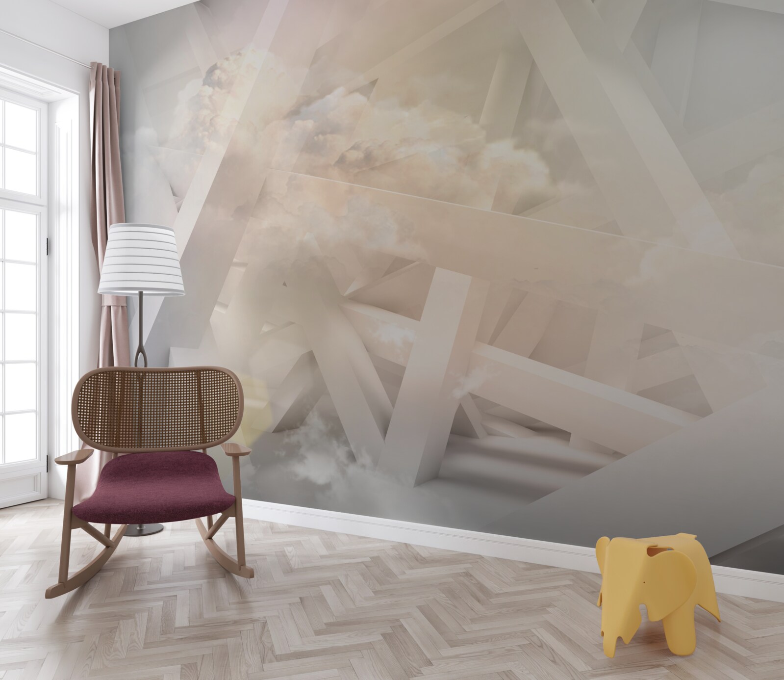 Papier peint formes lumineuses abstraites et nuages de lumière