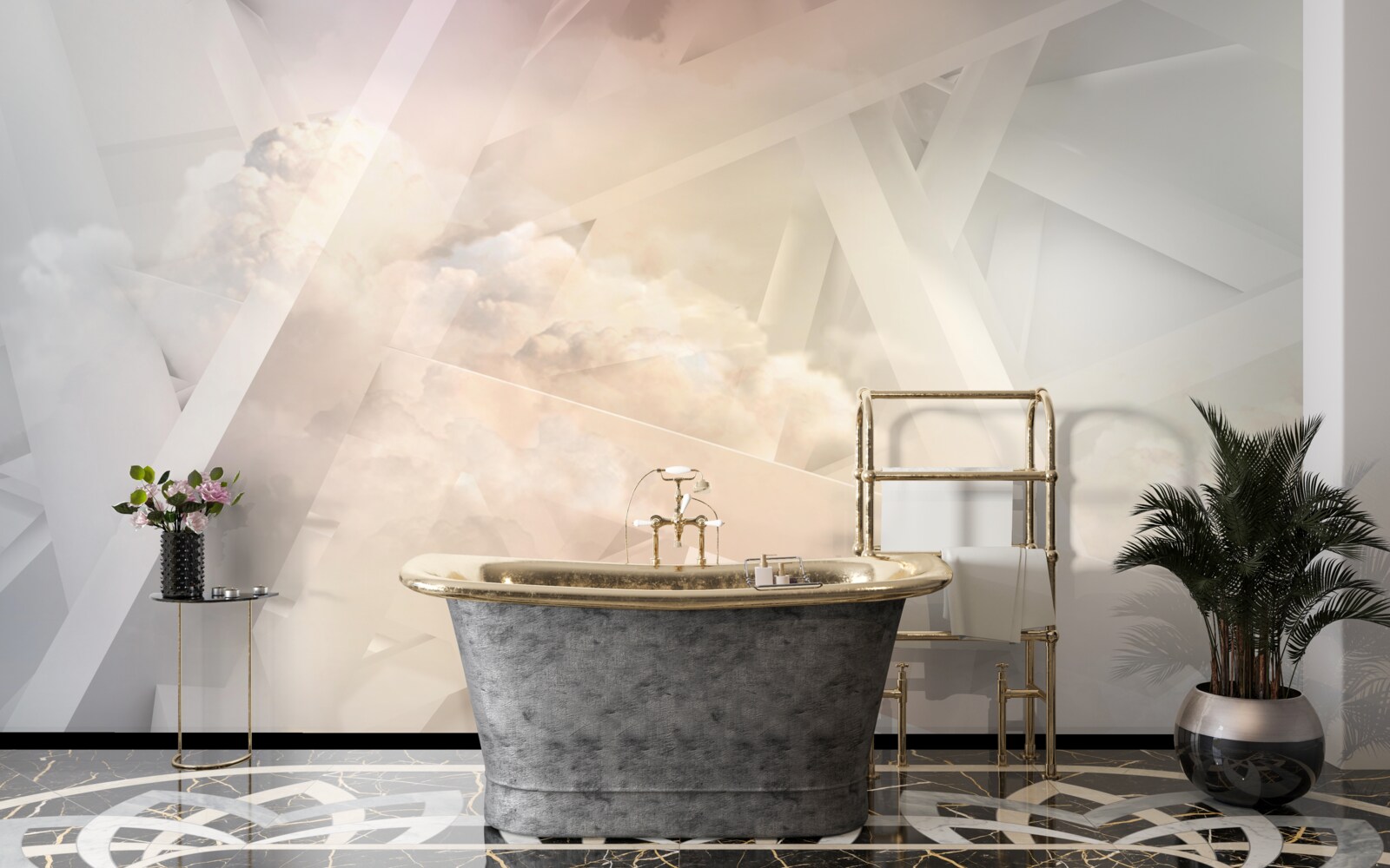 Papier peint formes lumineuses abstraites et nuages de lumière