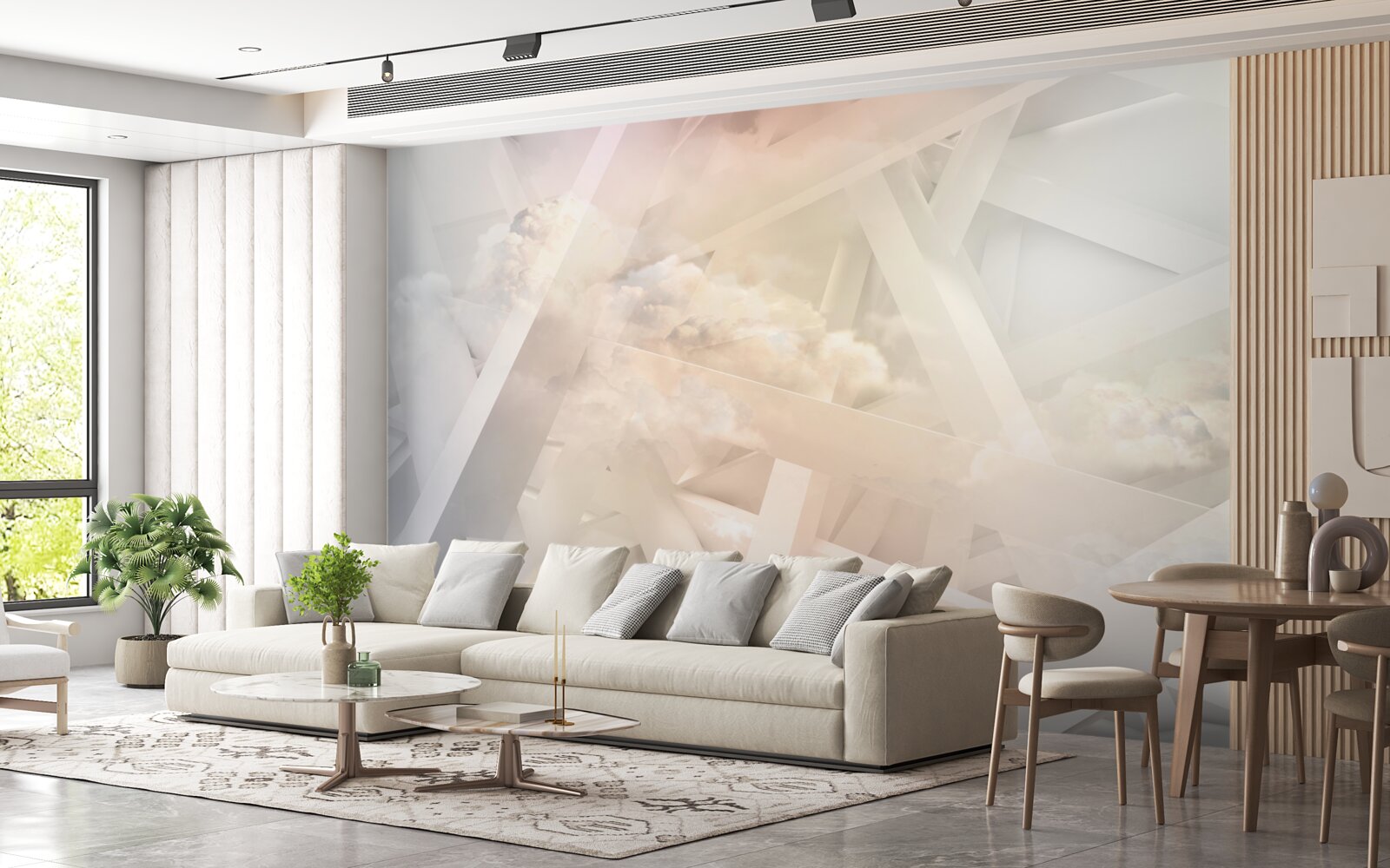 Papier peint formes lumineuses abstraites et nuages de lumière