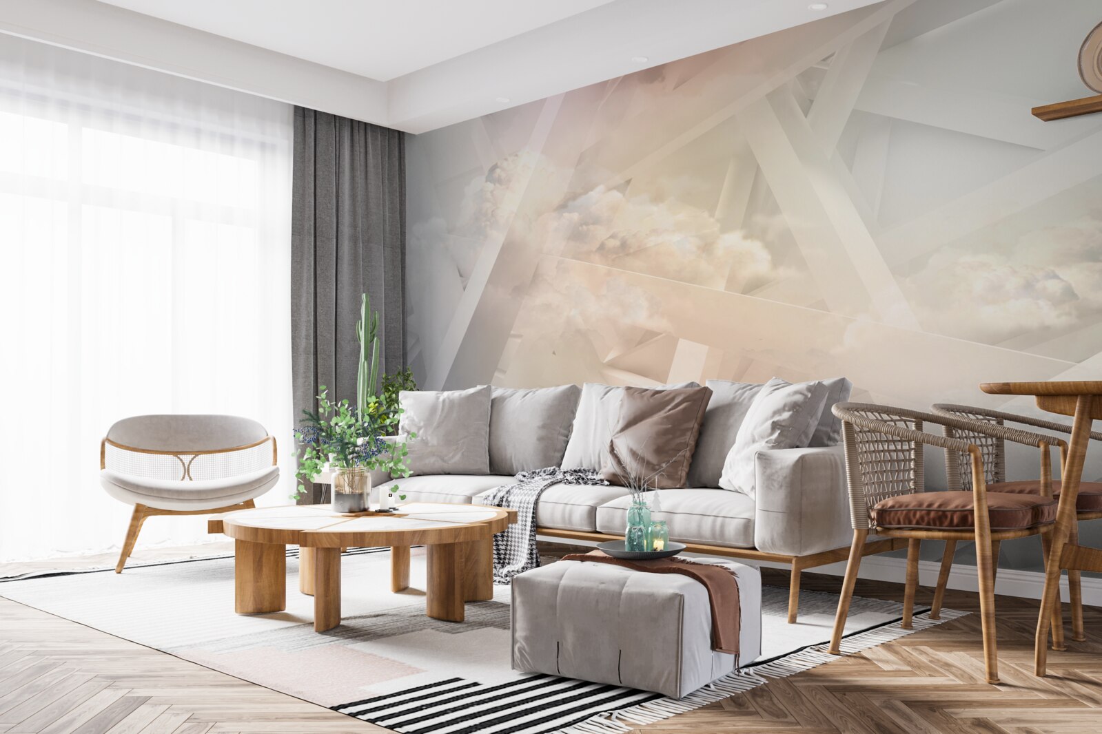 Papier peint formes lumineuses abstraites et nuages de lumière