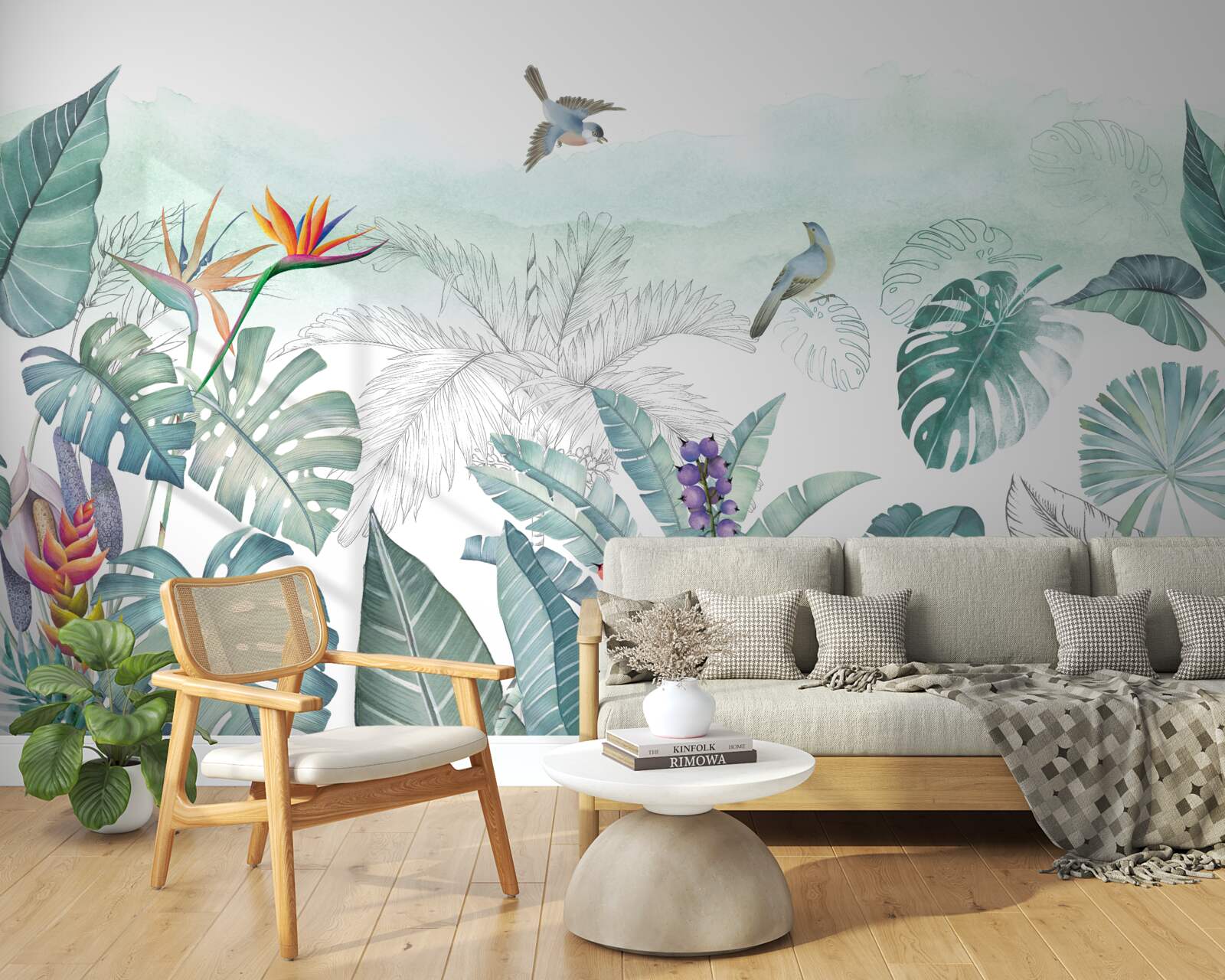 Papier peint feuilles vertes de la végétation tropicale