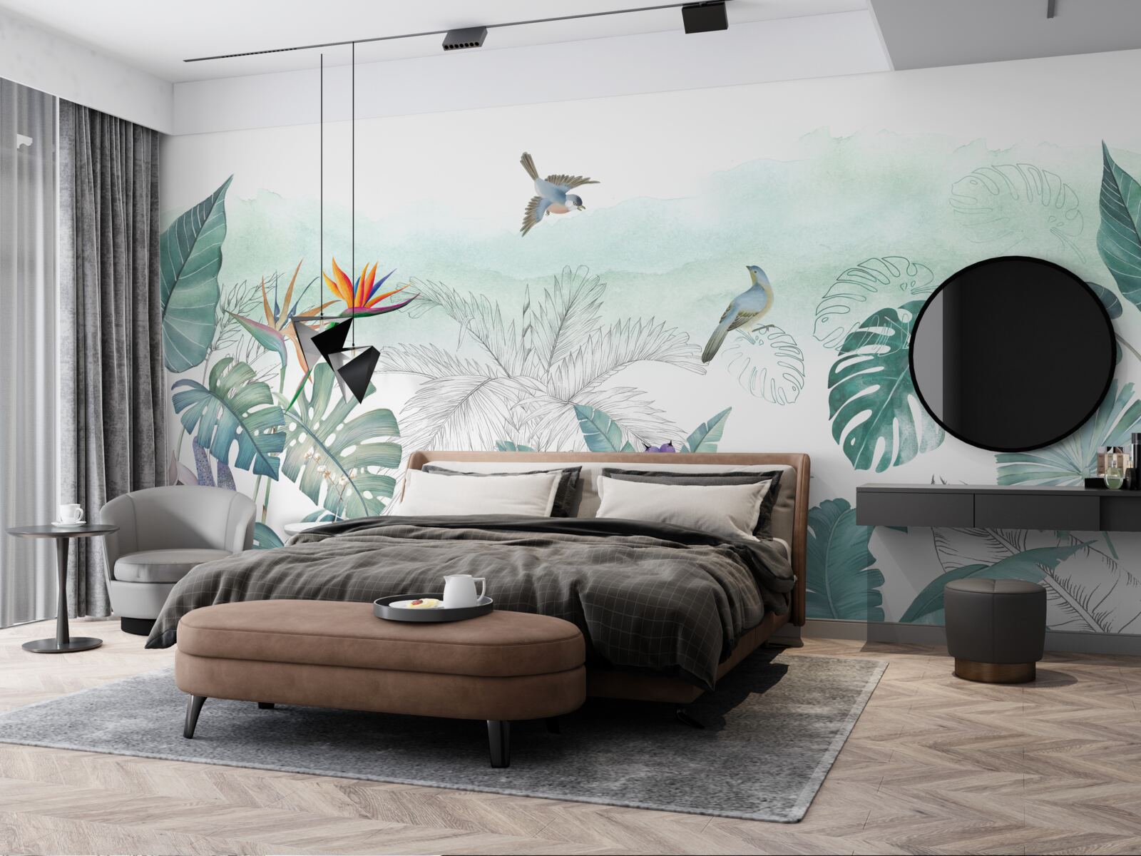 Papier peint feuilles vertes de la végétation tropicale