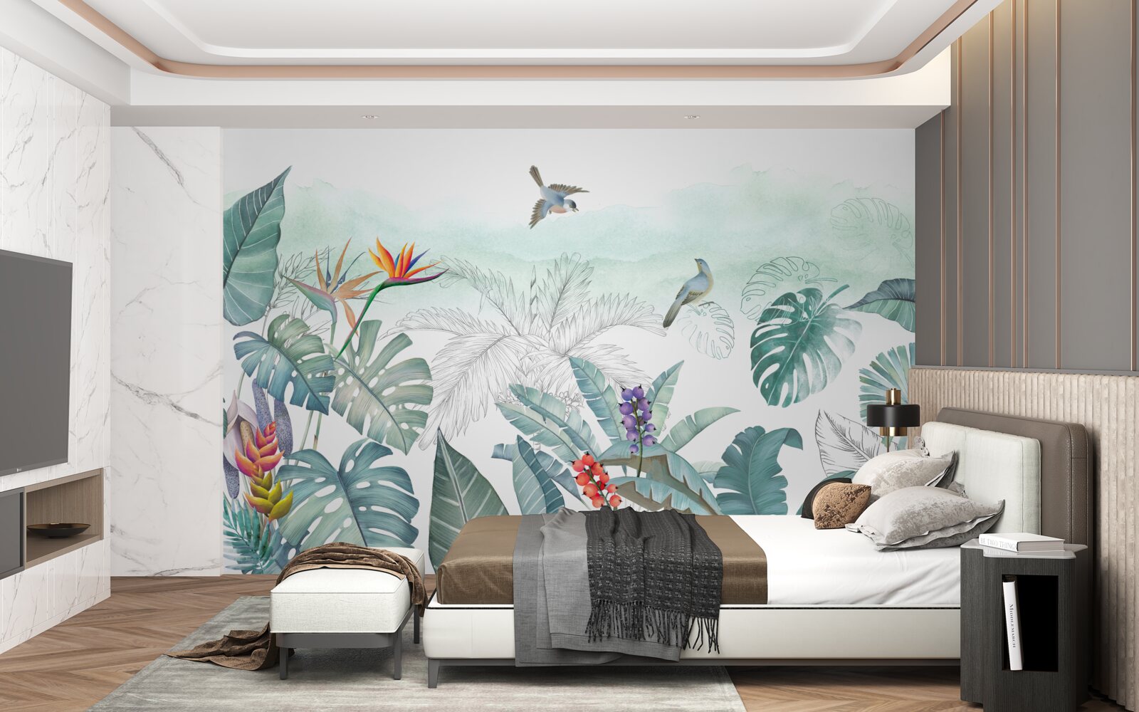 Papier peint feuilles vertes de la végétation tropicale