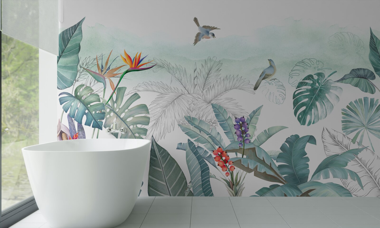 Papier peint feuilles vertes de la végétation tropicale