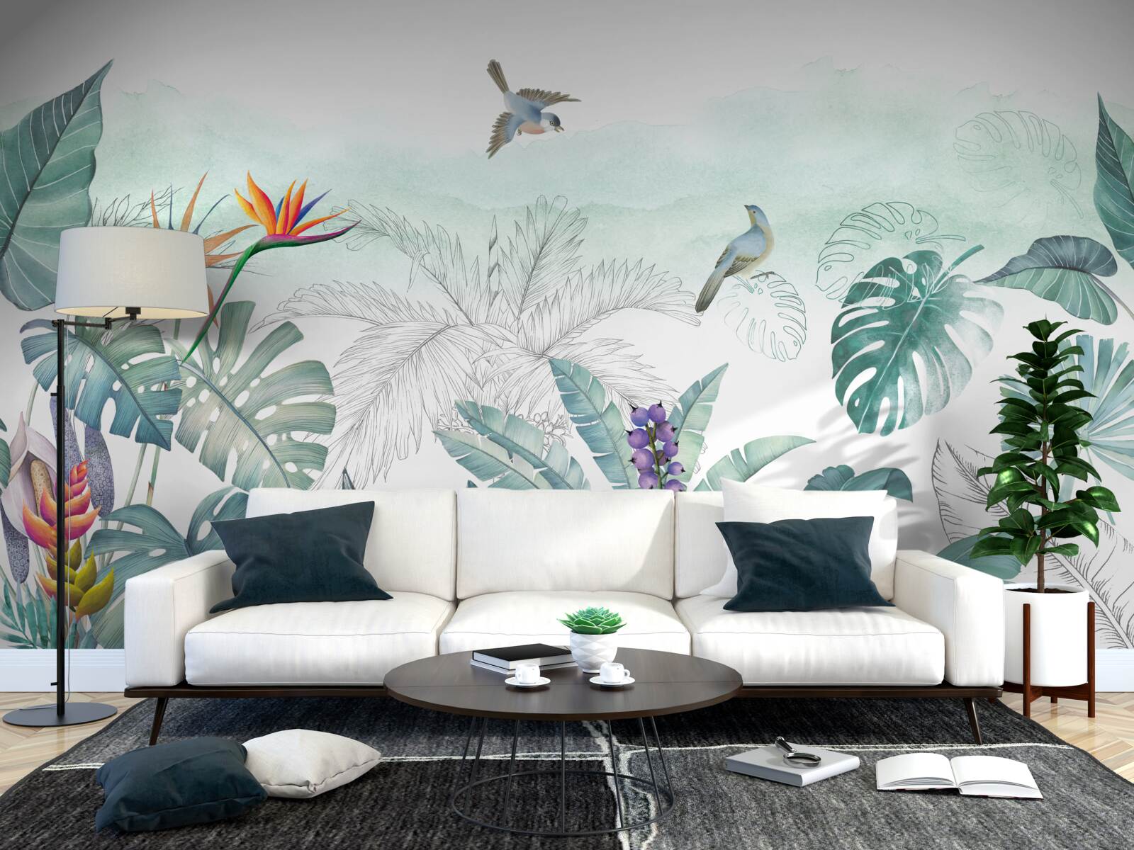 Papier peint feuilles vertes de la végétation tropicale