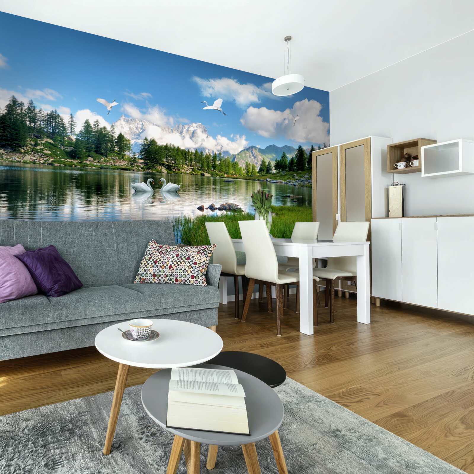 Papier peint journée d'été lacs calmes dans les montagnes