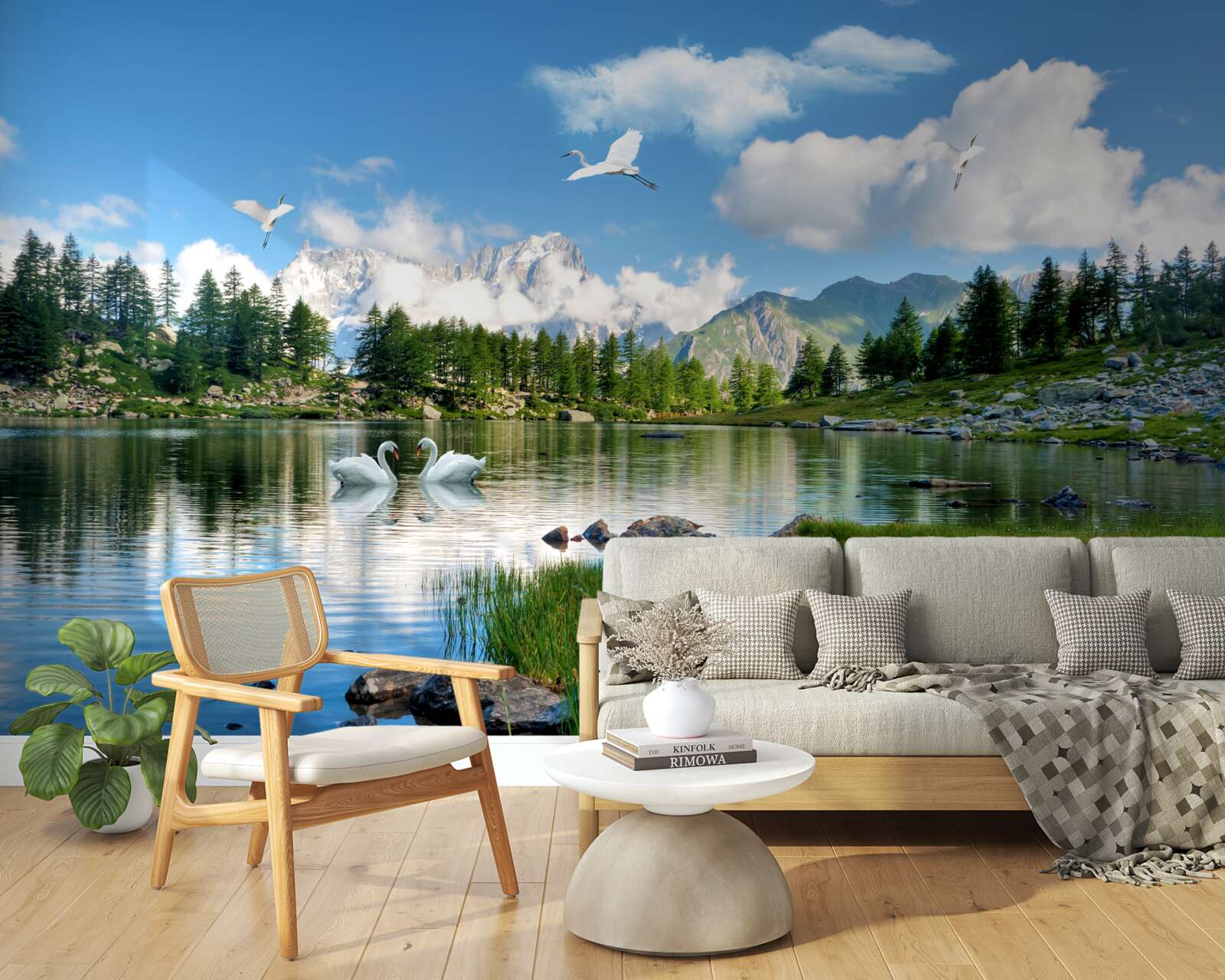 Papier peint journée d'été lacs calmes dans les montagnes