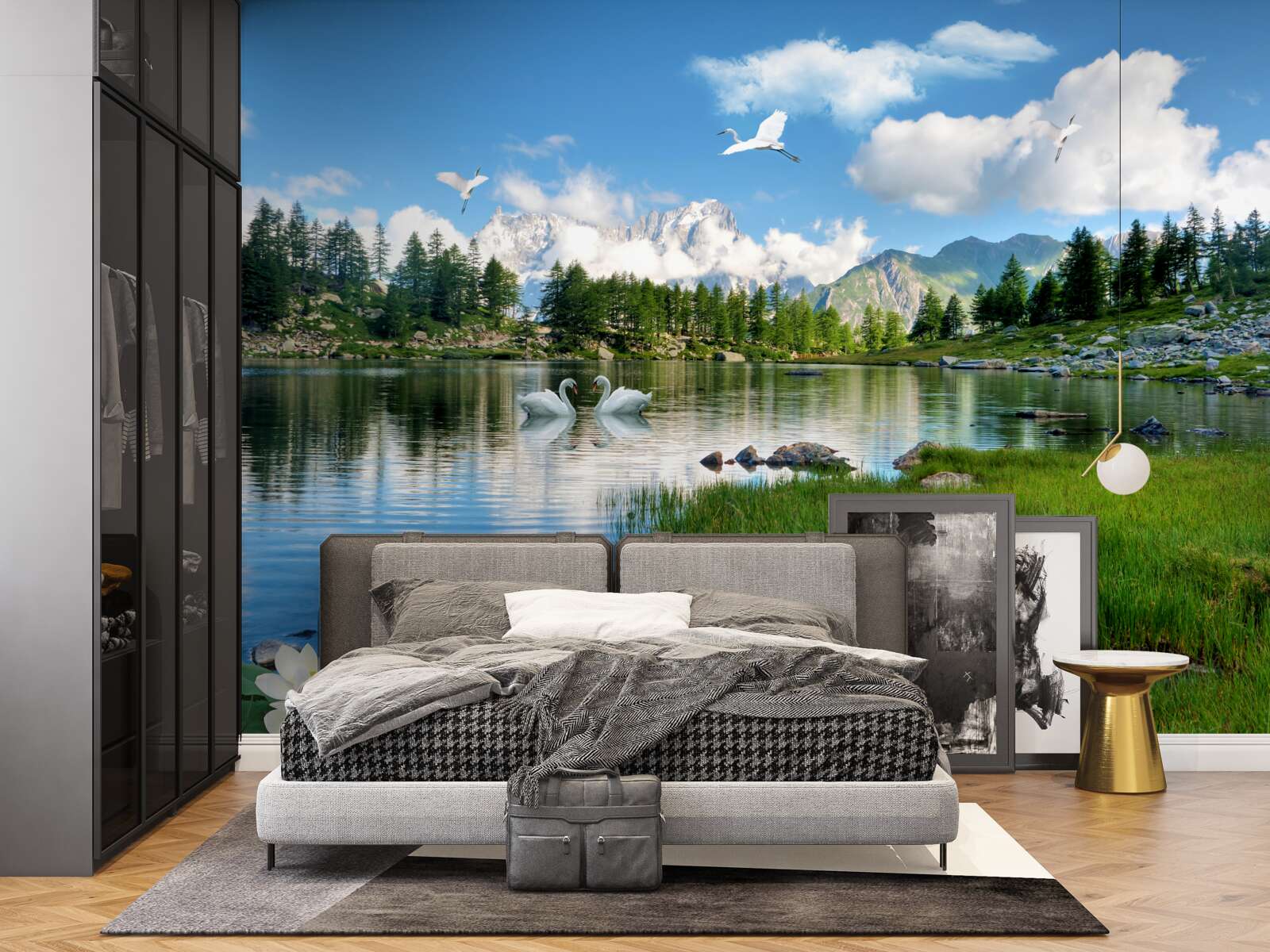 Papier peint journée d'été lacs calmes dans les montagnes