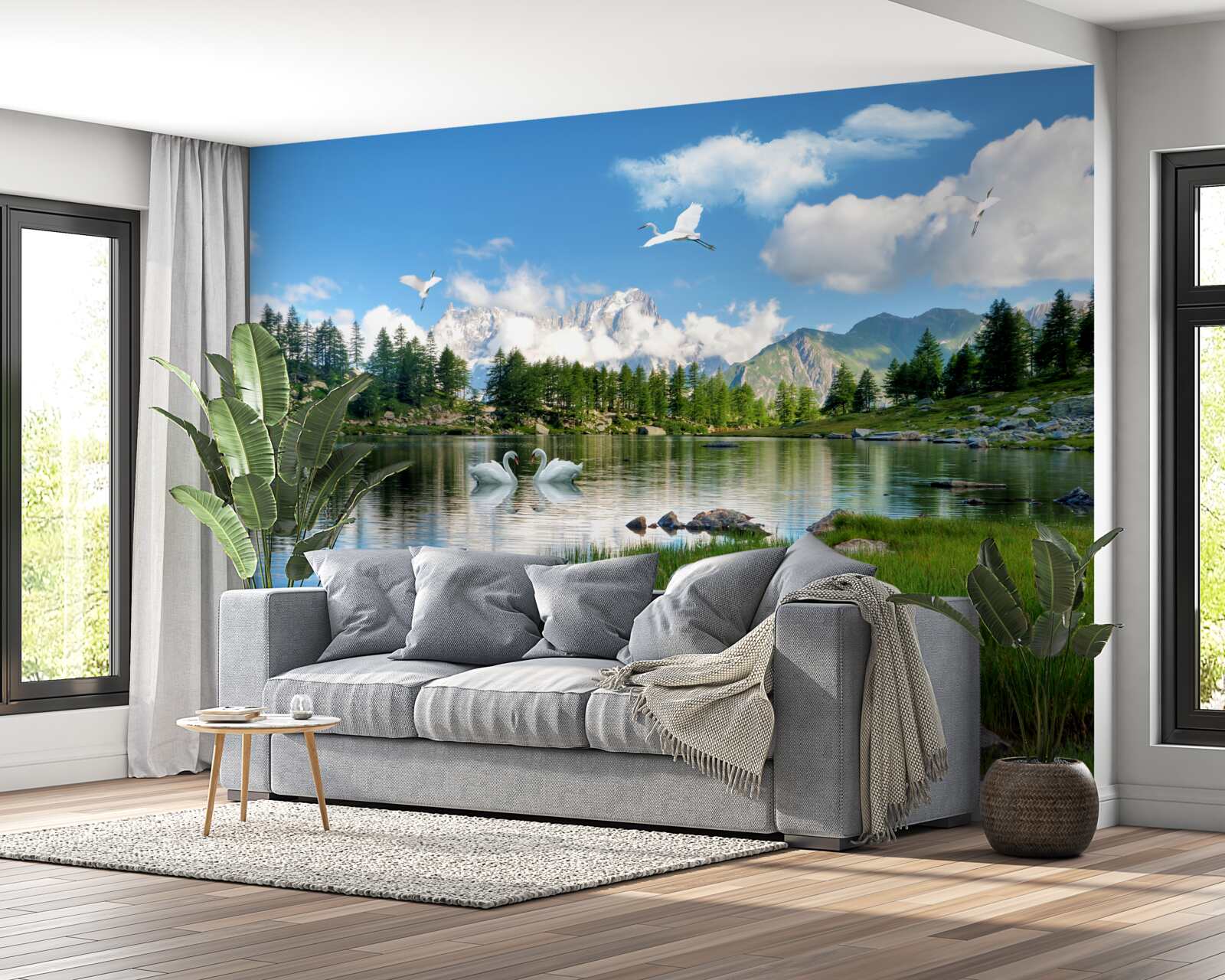 Papier peint journée d'été lacs calmes dans les montagnes