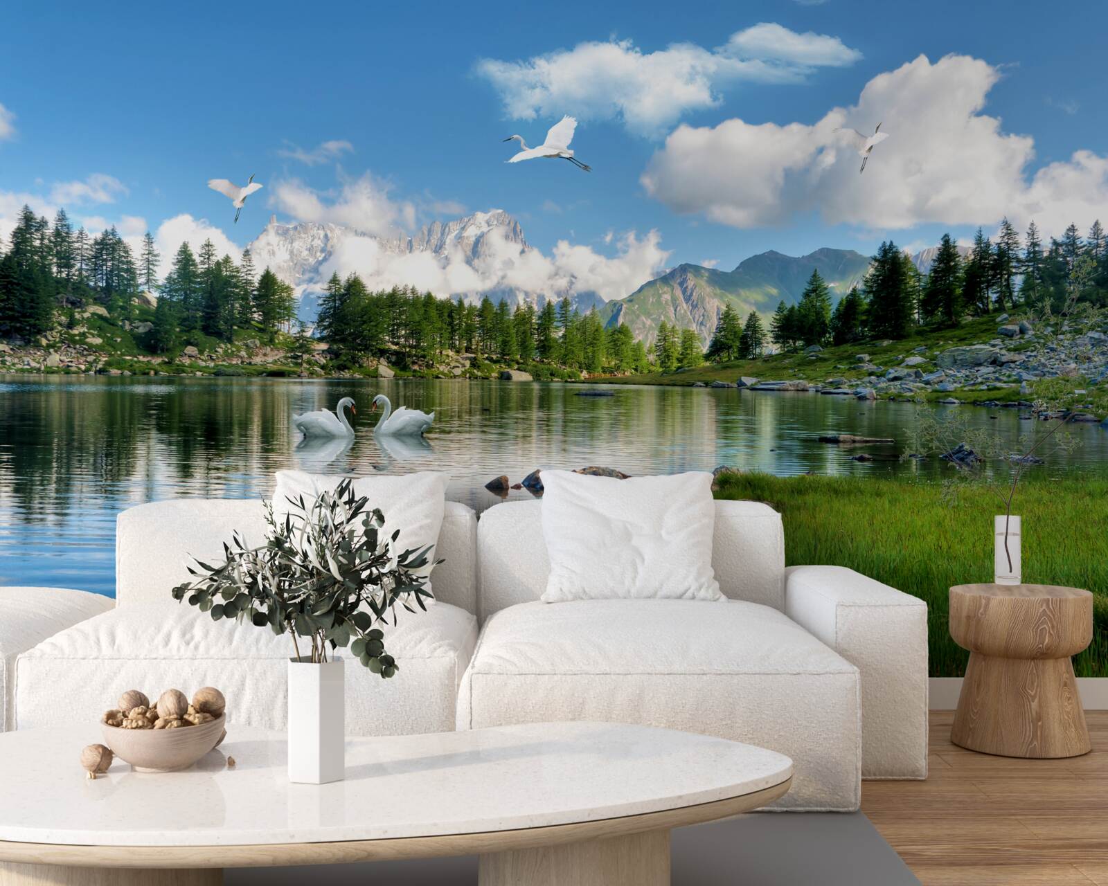 Papier peint journée d'été lacs calmes dans les montagnes