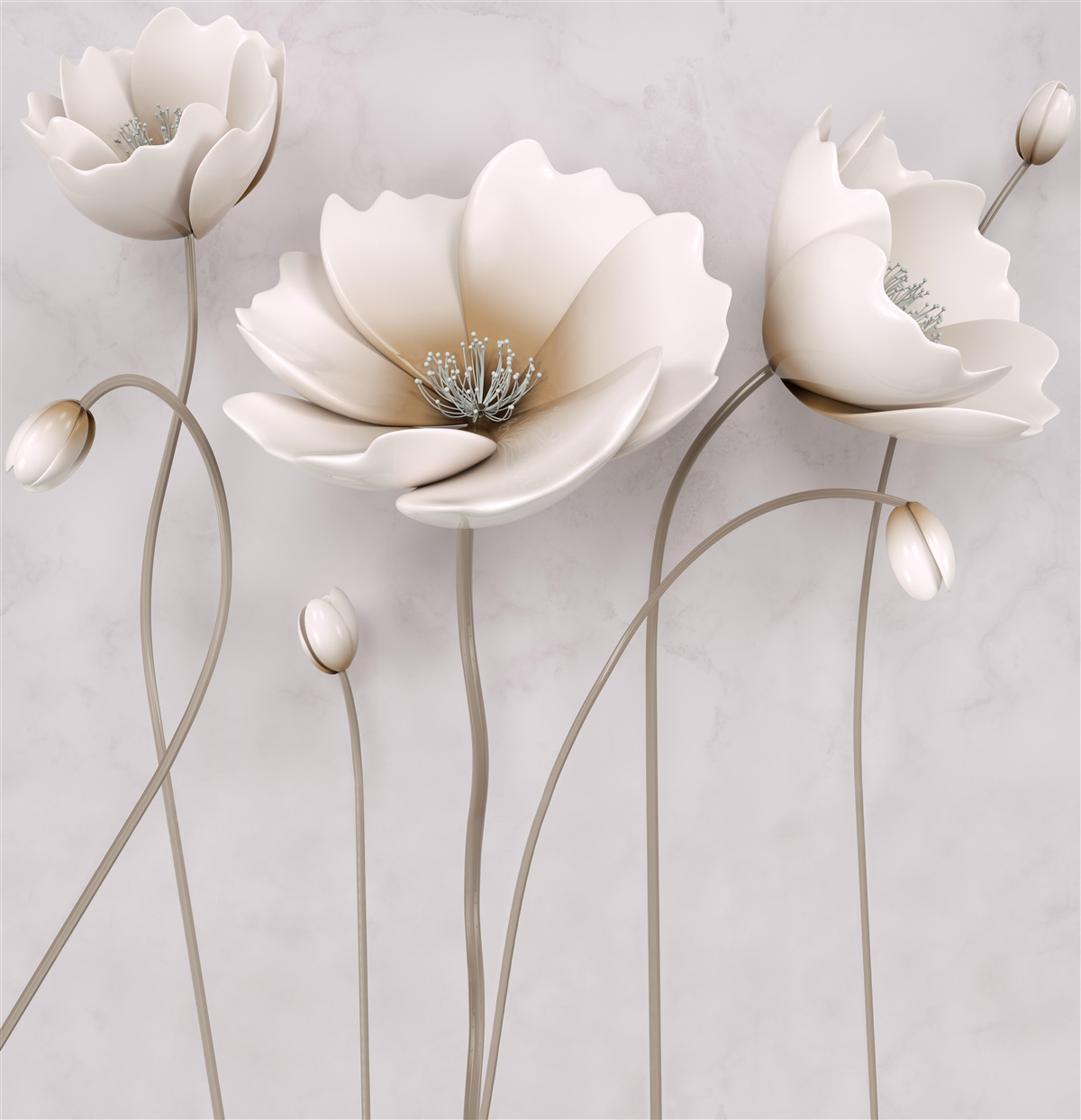 Papier peint gracieux coquelicots légers