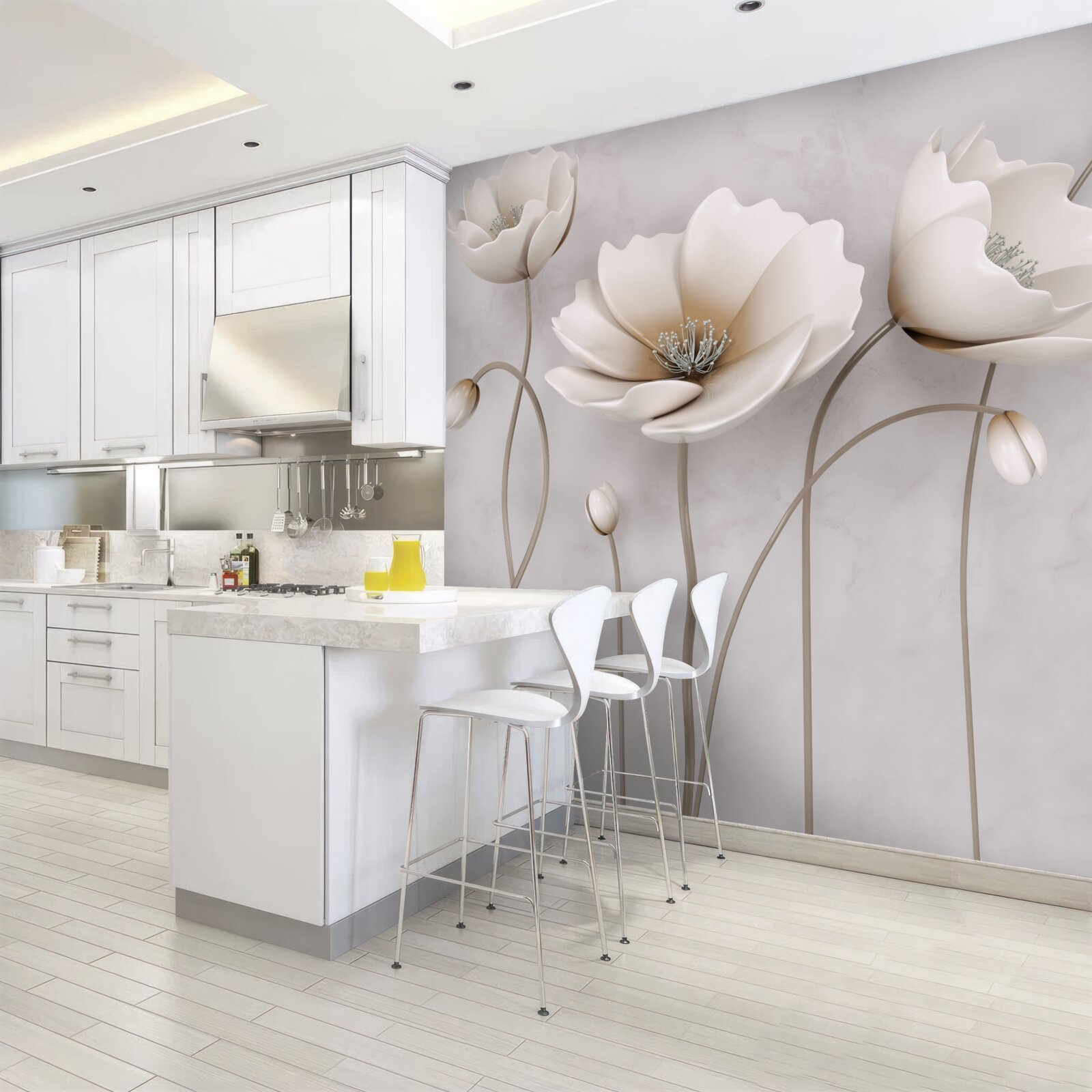 Papier peint gracieux coquelicots légers