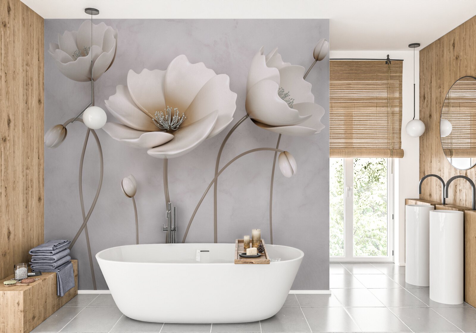 Papier peint gracieux coquelicots légers