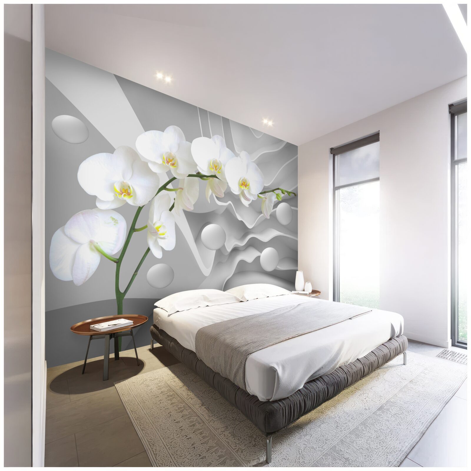 Papier peint abstraction d'une gracieuse orchidée blanche