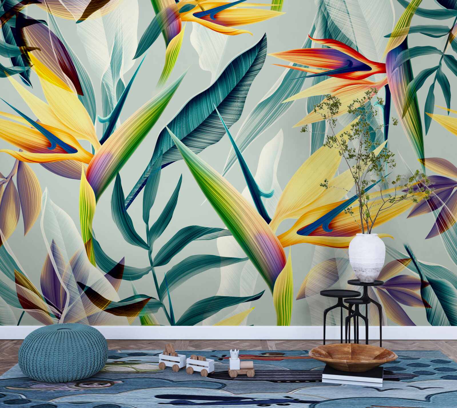 Papier peint Feuilles de différentes couleurs dans une forêt tropicale