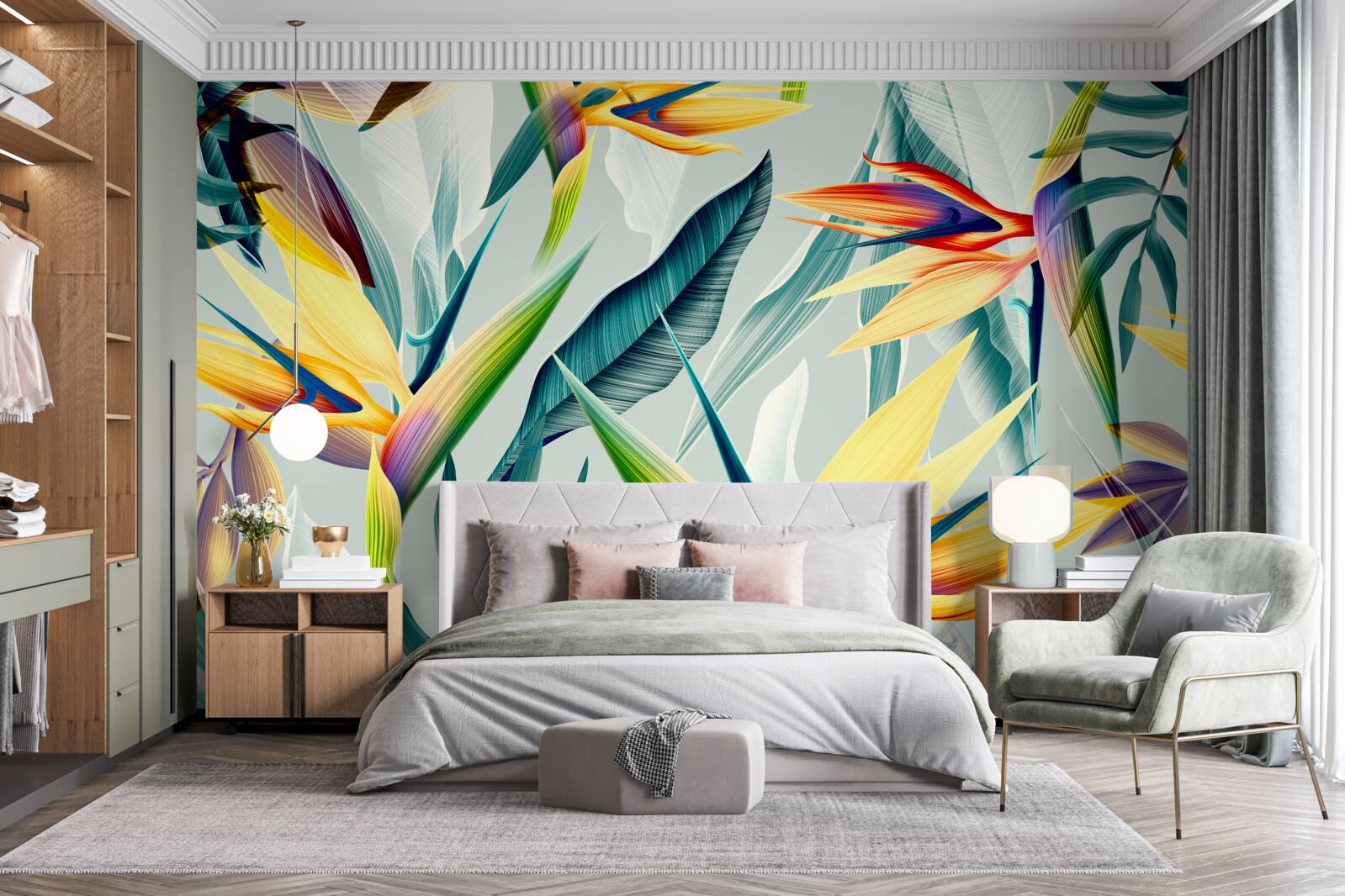 Papier peint Feuilles de différentes couleurs dans une forêt tropicale