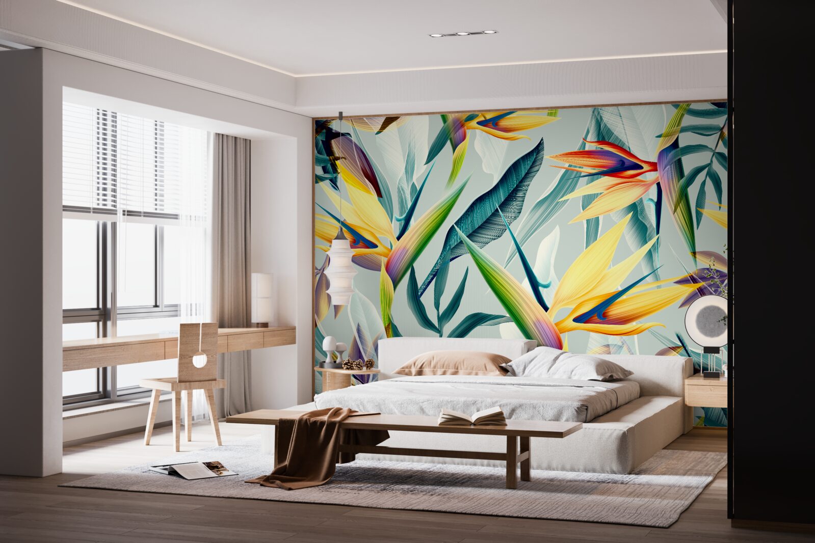 Papier peint Feuilles de différentes couleurs dans une forêt tropicale