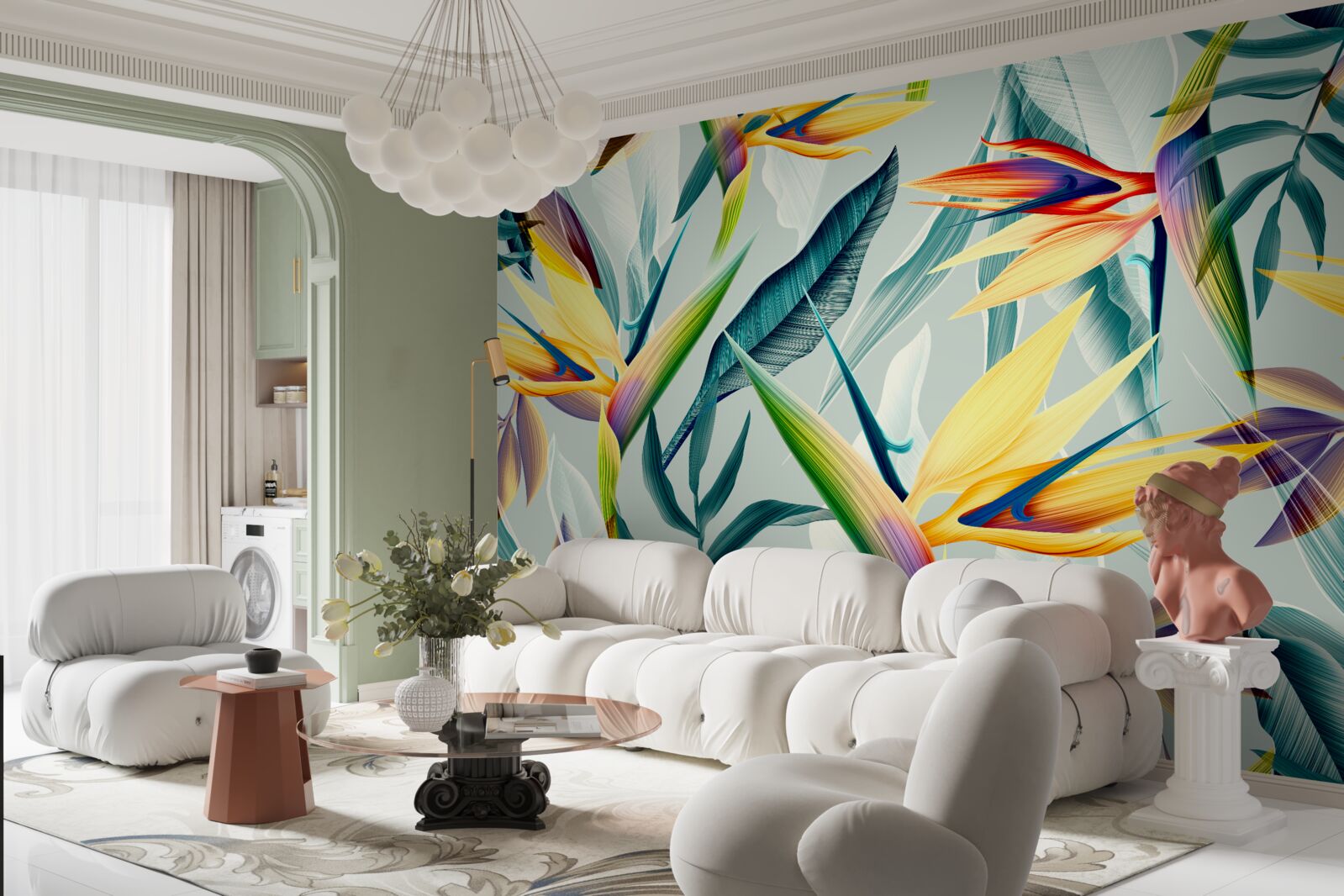 Papier peint Feuilles de différentes couleurs dans une forêt tropicale