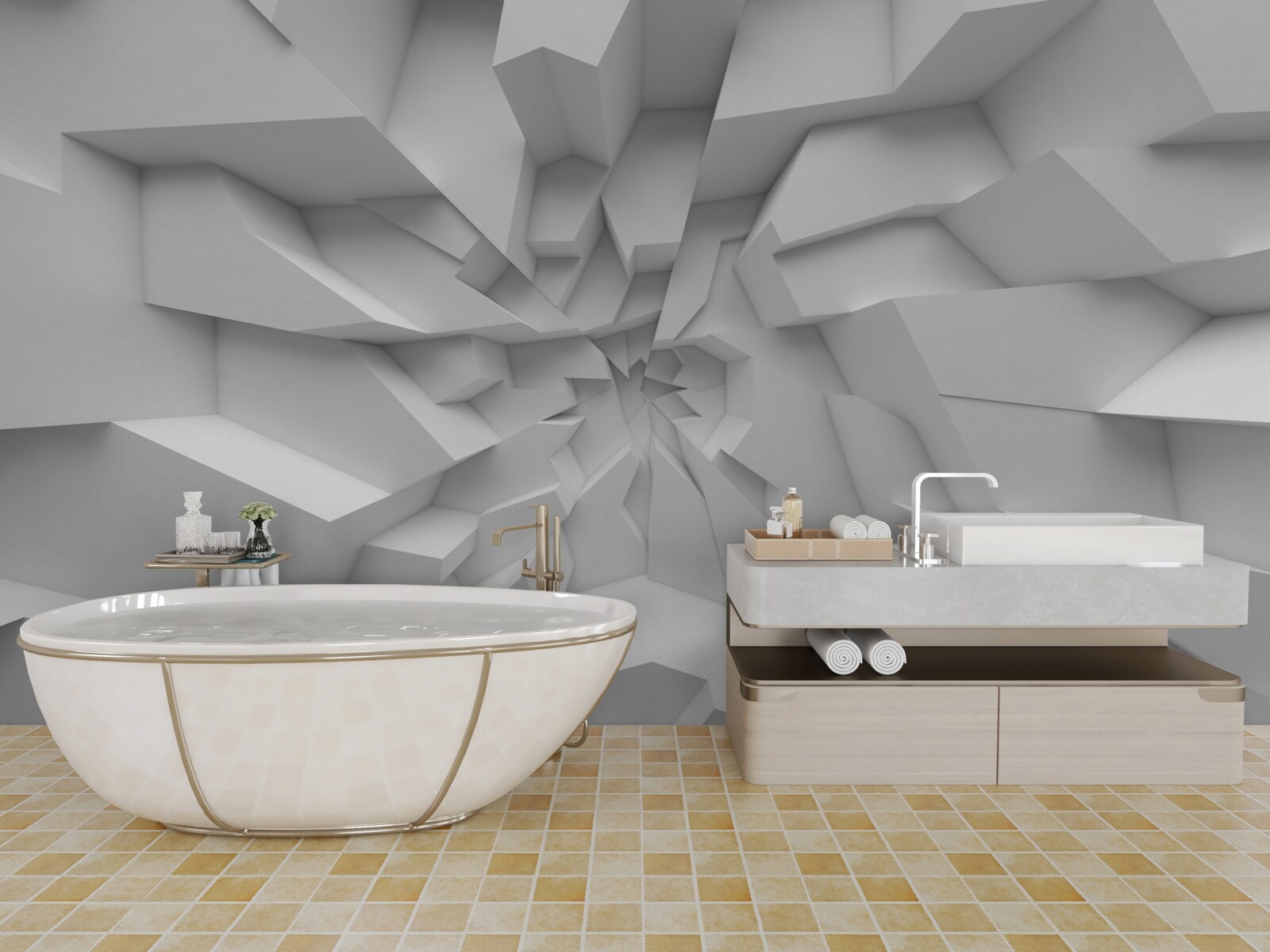 Papier peint formes abstraites 3d