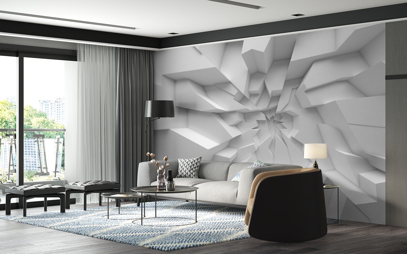 Papier peint formes abstraites 3d