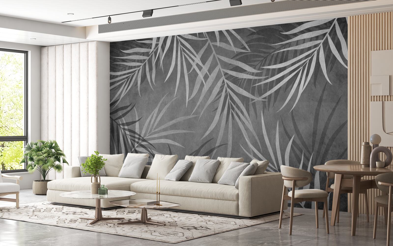 Papier peint fougère nocturne