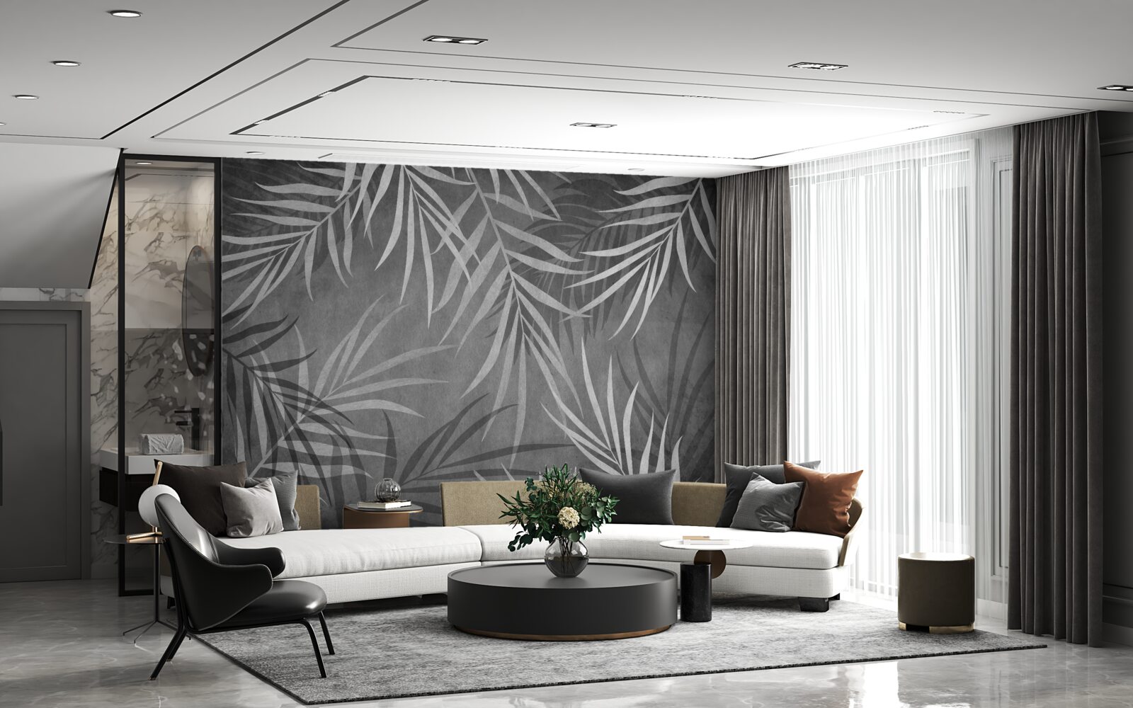 Papier peint fougère nocturne