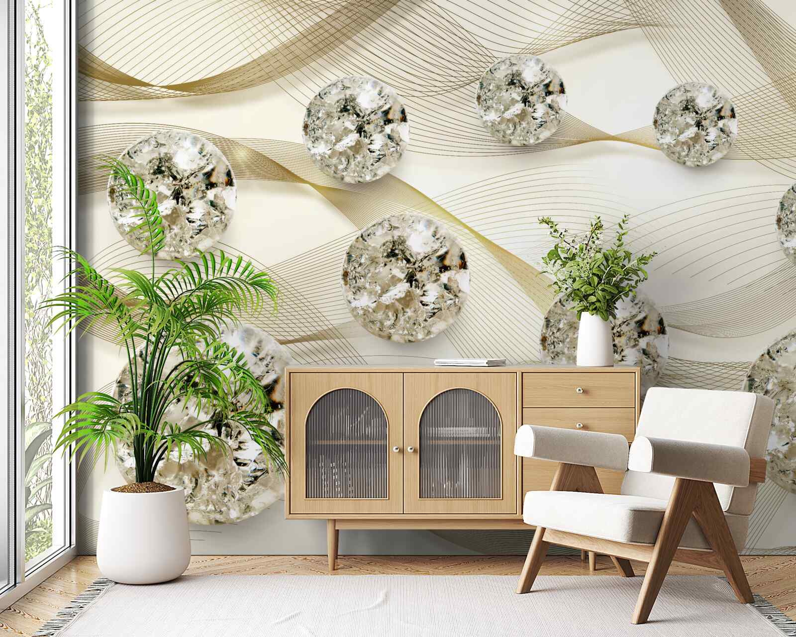 Papier peint délicats articles en soie décorés de diamants