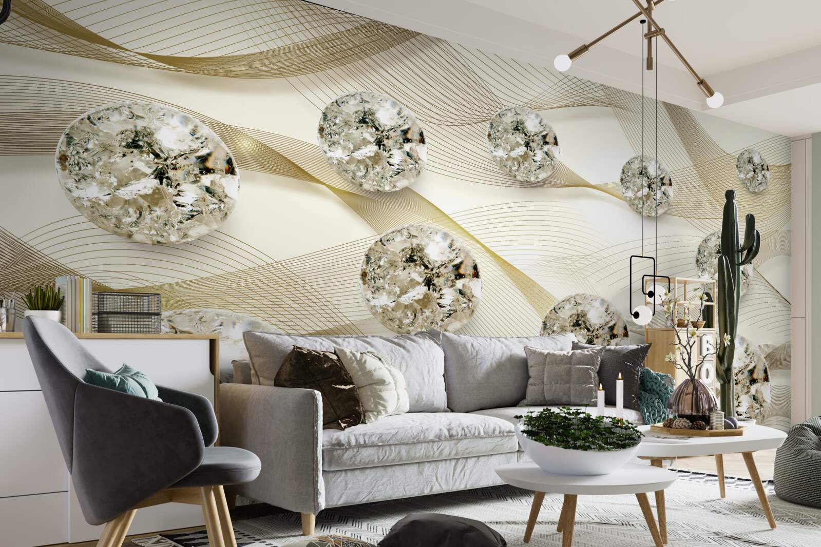 Papier peint délicats articles en soie décorés de diamants