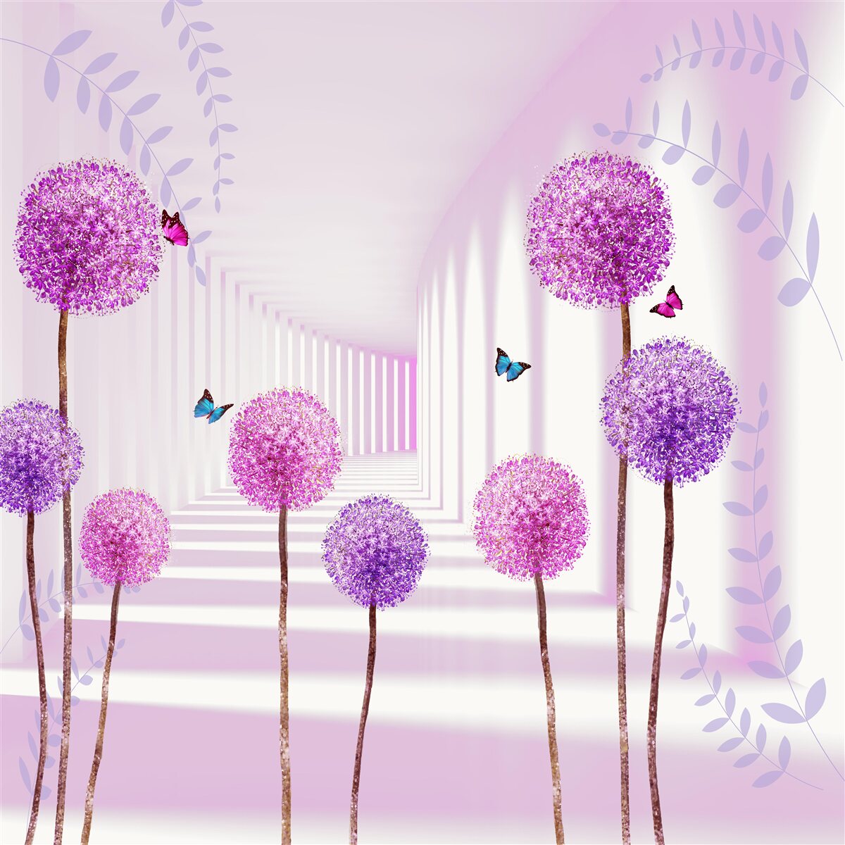 Papier peint des mille-pattes violets dans le tunnel qui se retire