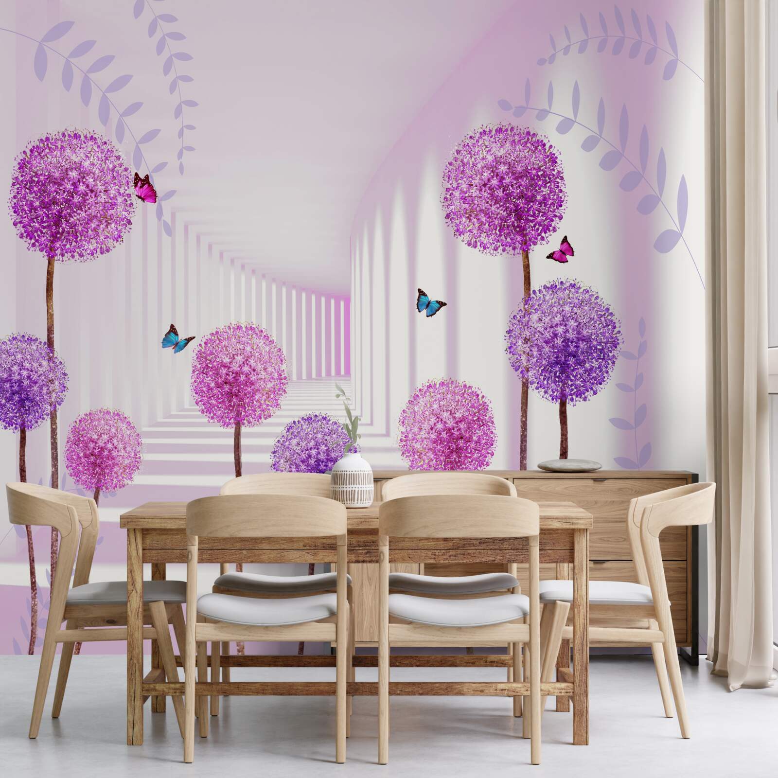 Papier peint des mille-pattes violets dans le tunnel qui se retire