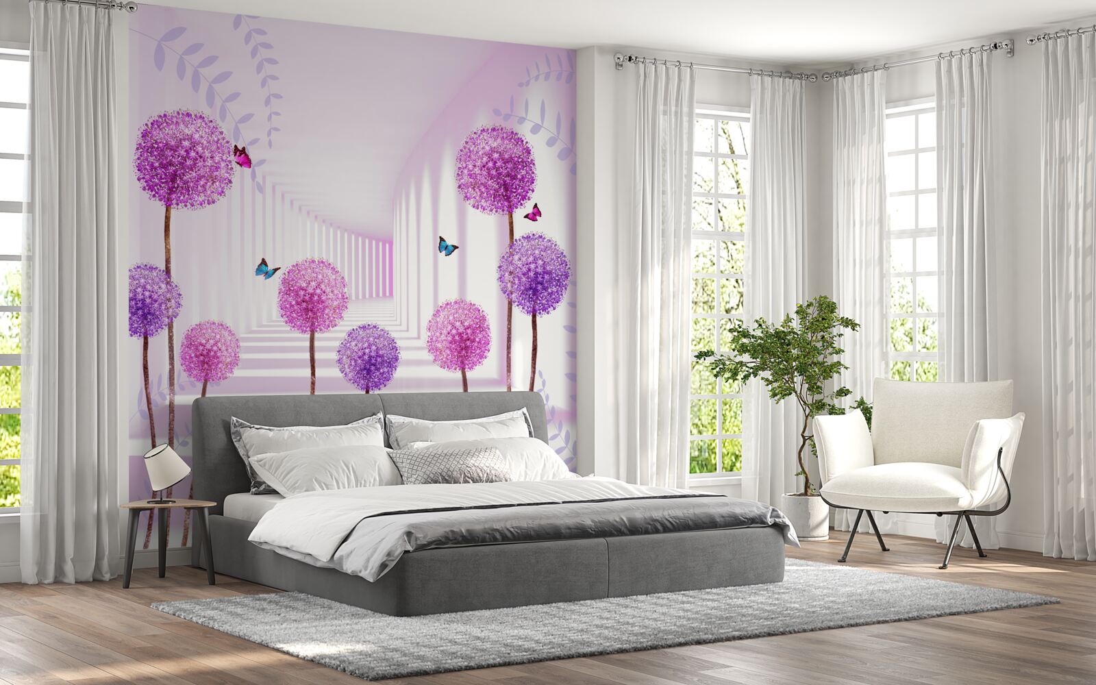 Papier peint des mille-pattes violets dans le tunnel qui se retire