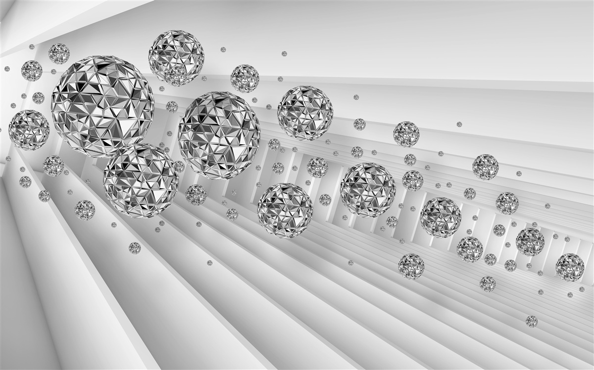 Papier peint boules avec diamants flottants