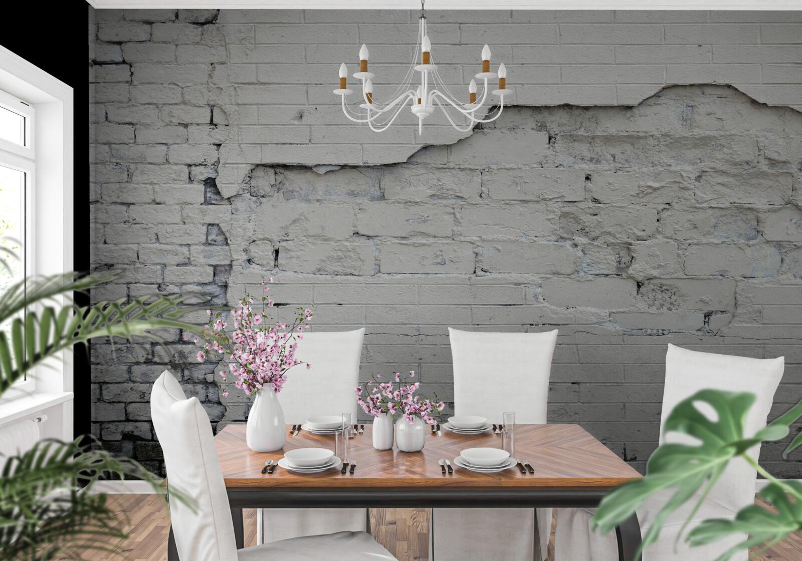 Papier peint mur de pierres grises et de briques