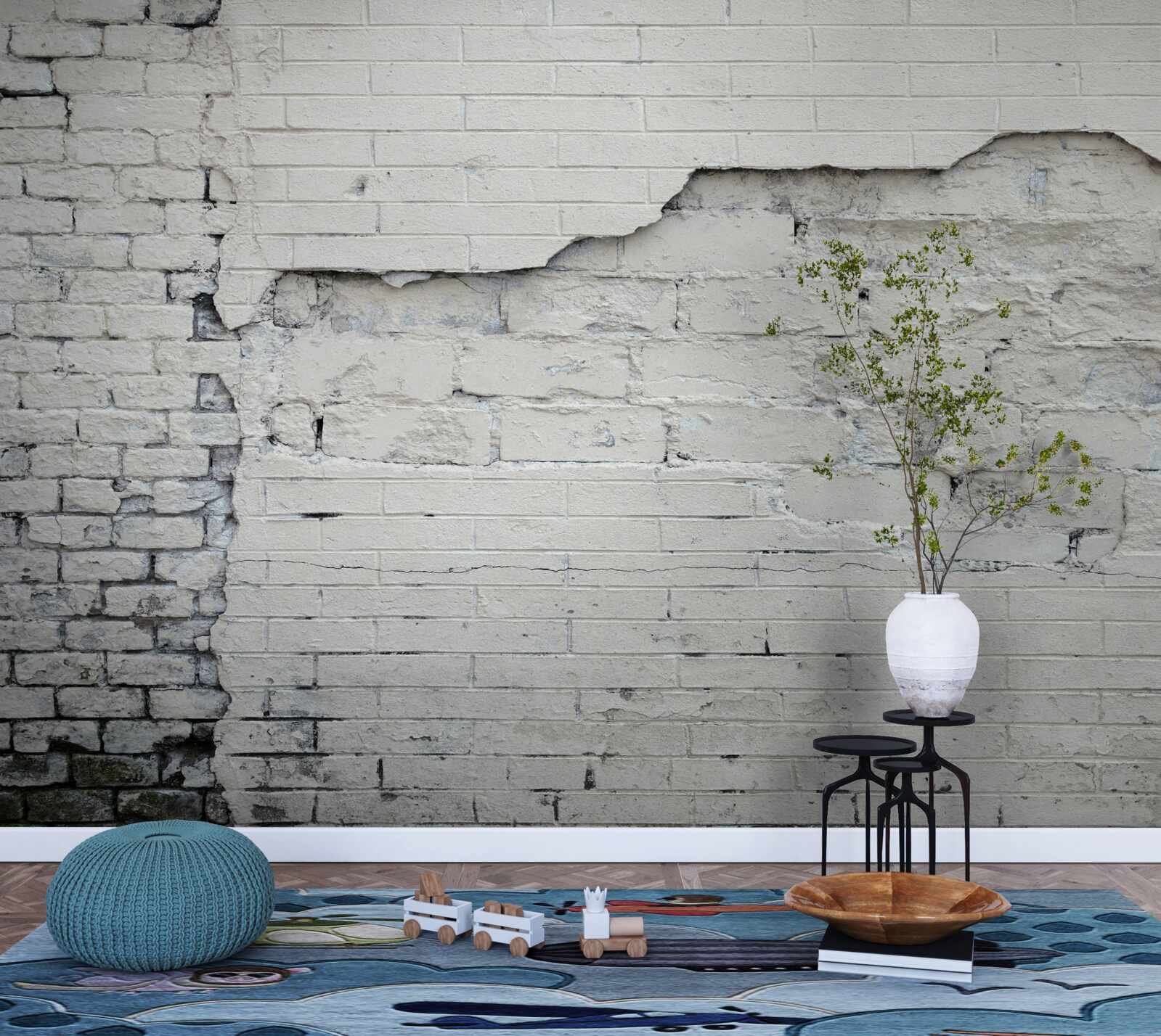 Papier peint mur de pierres grises et de briques