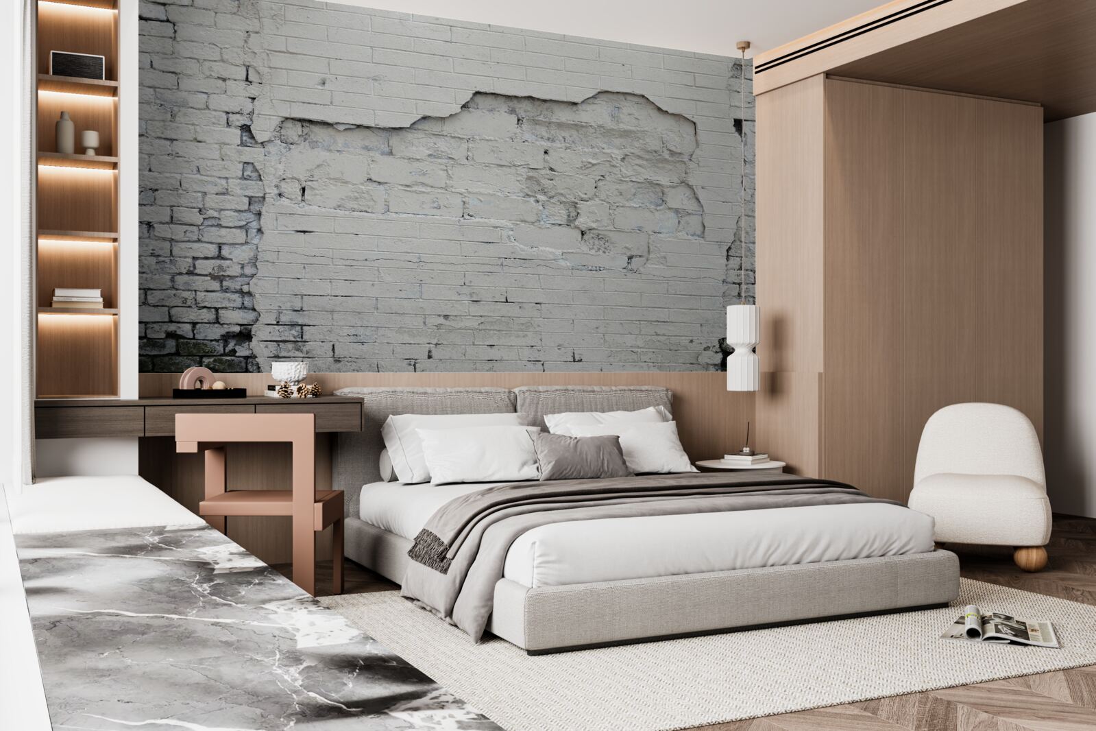 Papier peint mur de pierres grises et de briques