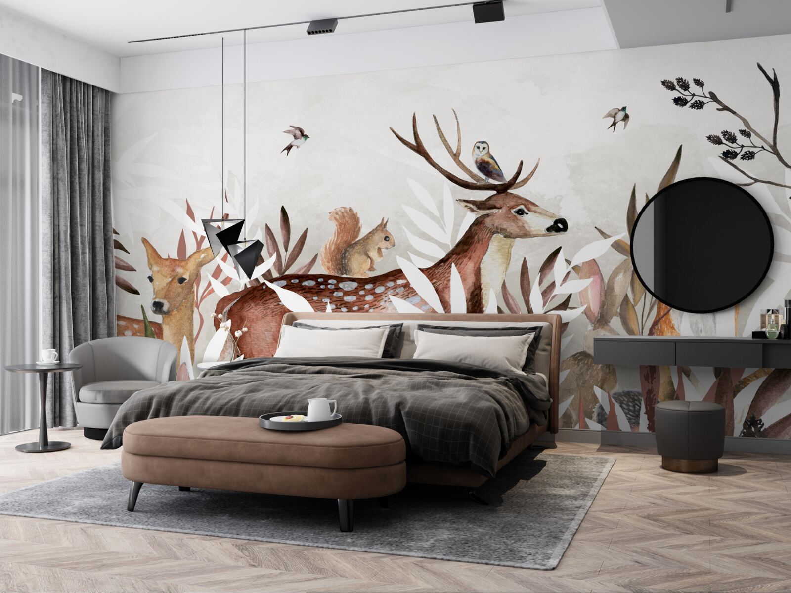 Papier peint habitants de la forêt et plantes